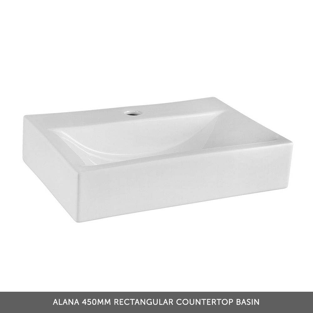 Emily Gloss White Wall Mounted 2 Drawer Vanity Unit and Countertop with Matt Black Handles