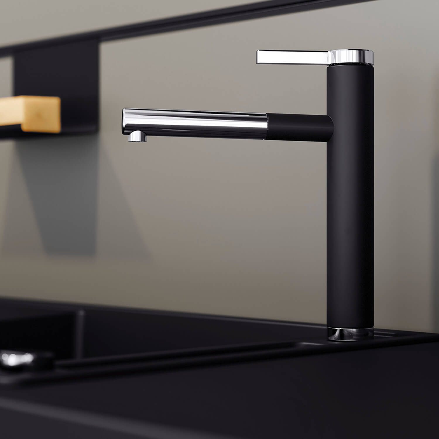 Blanco Linee-S Single Lever Pull Out Kitchen Mixer Tap with Silgranit Matching Finish