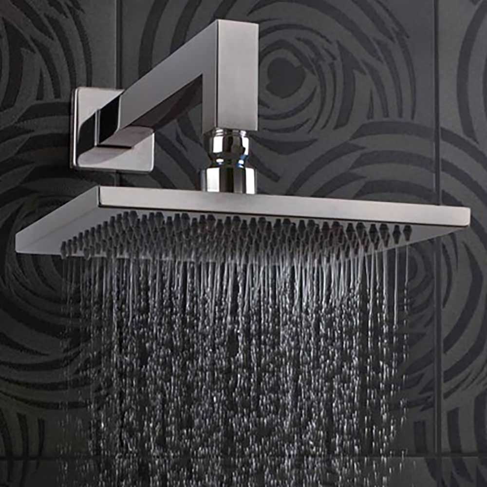Inox Brushed Stainless Steel Square Wall Shower Arm - 400mm