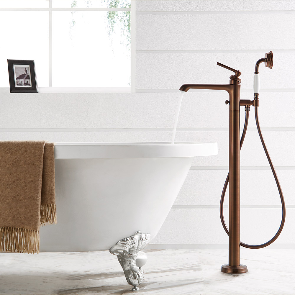 Flova Liberty Floor Standing Bath Shower Mixer with Handset Kit - Oil Rubbed Bronze
