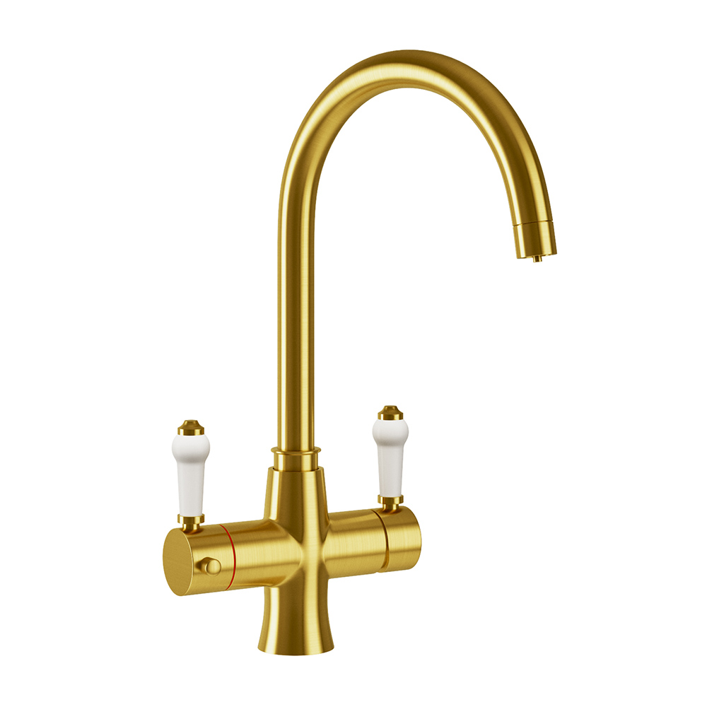 Butler & Rose 3-in-1 Traditional Instant Hot Water Kitchen Mixer & Filter Unit - Brushed Gold