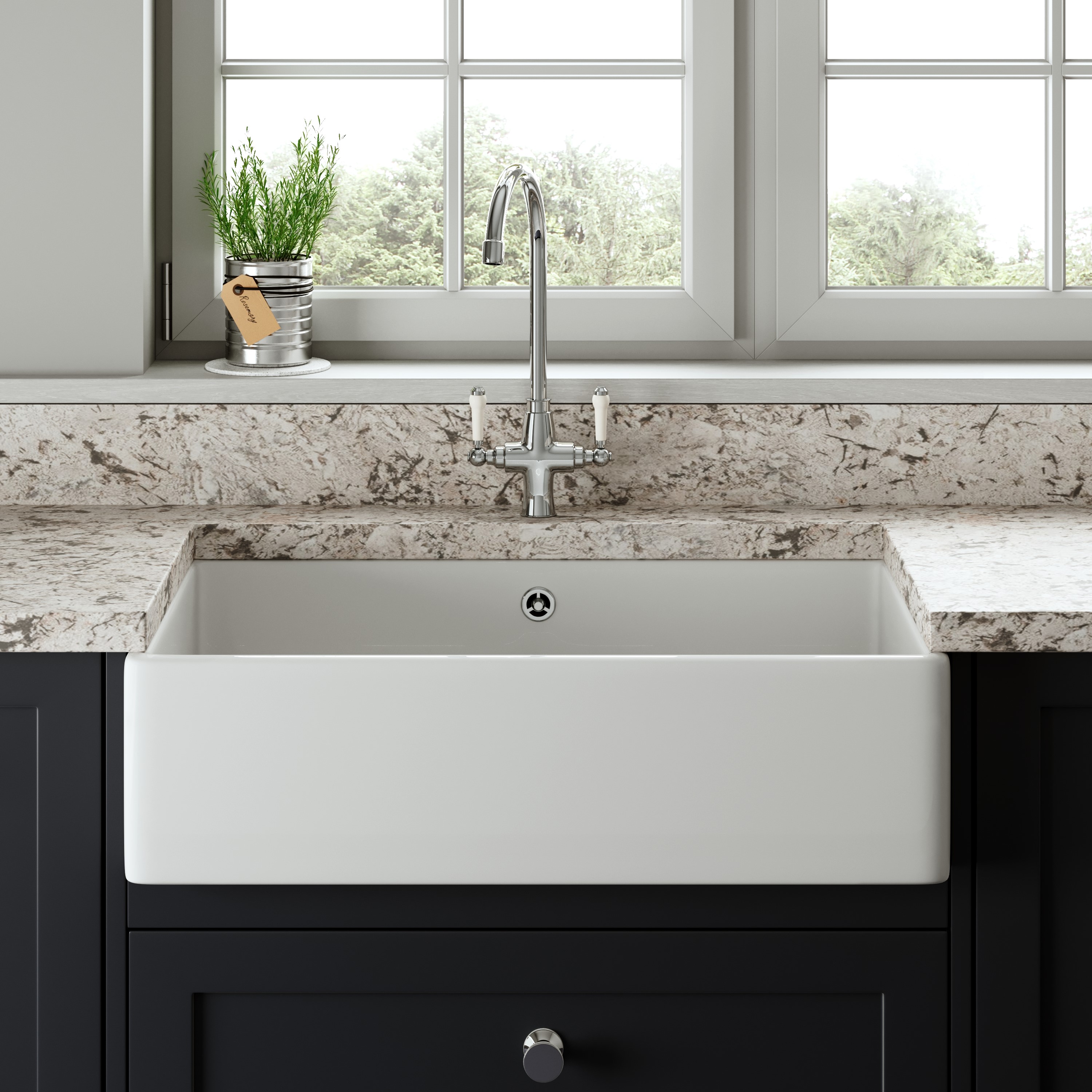 Butler & Rose Large Belfast / Butler Ceramic Fireclay Kitchen Sink - 795 x 500mm