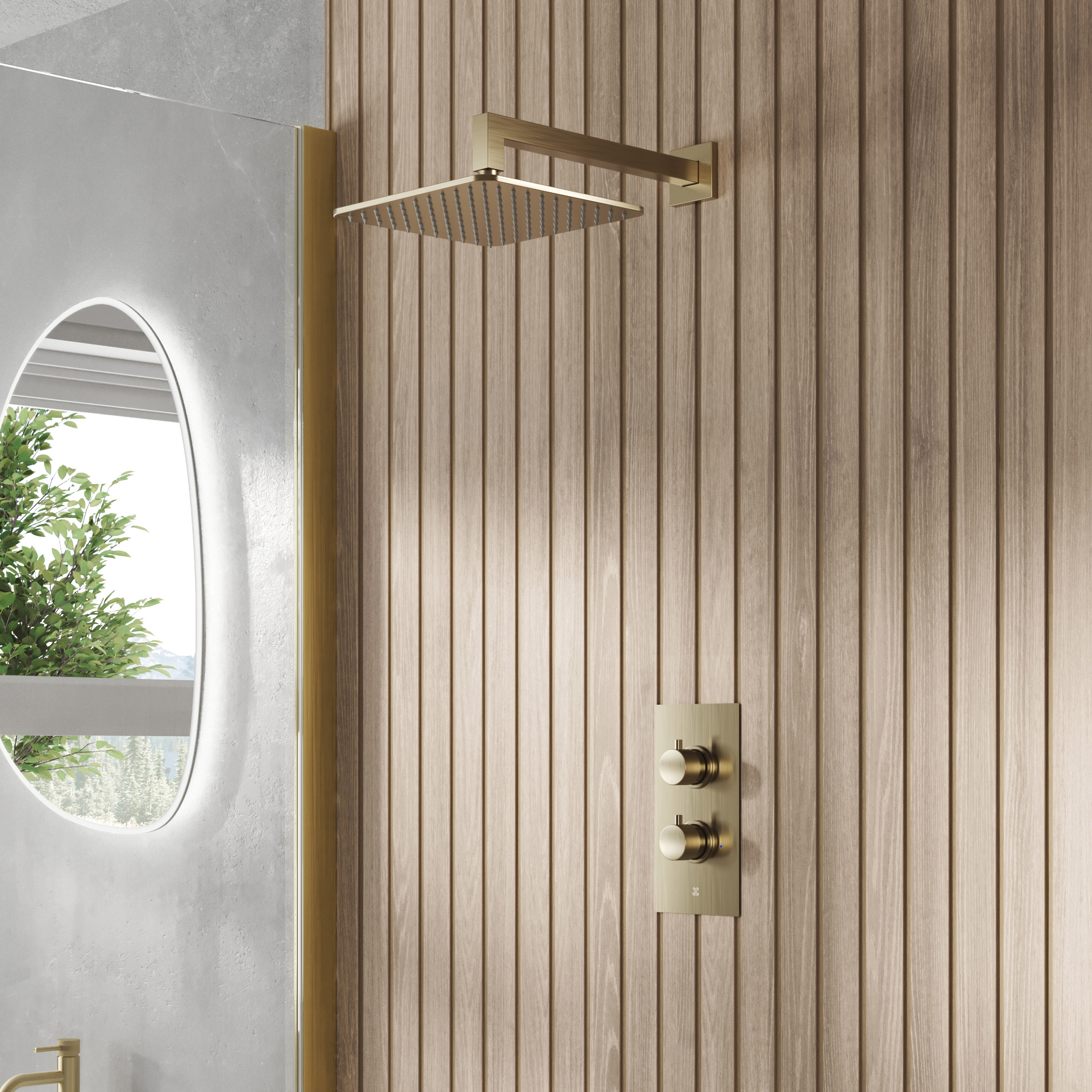 Core 1 Outlet Concealed Valve & Fixed Wall Mounted Square Shower Head