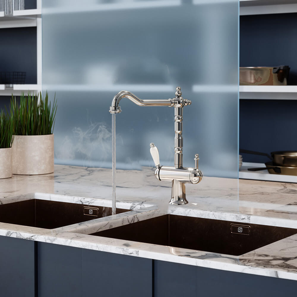 The Tap Factory Wisteria Traditional 4 in 1 Instant Hot & Cold Boiling Water Tap with WRAS Approved Boiler Unit & Filter - Chrome