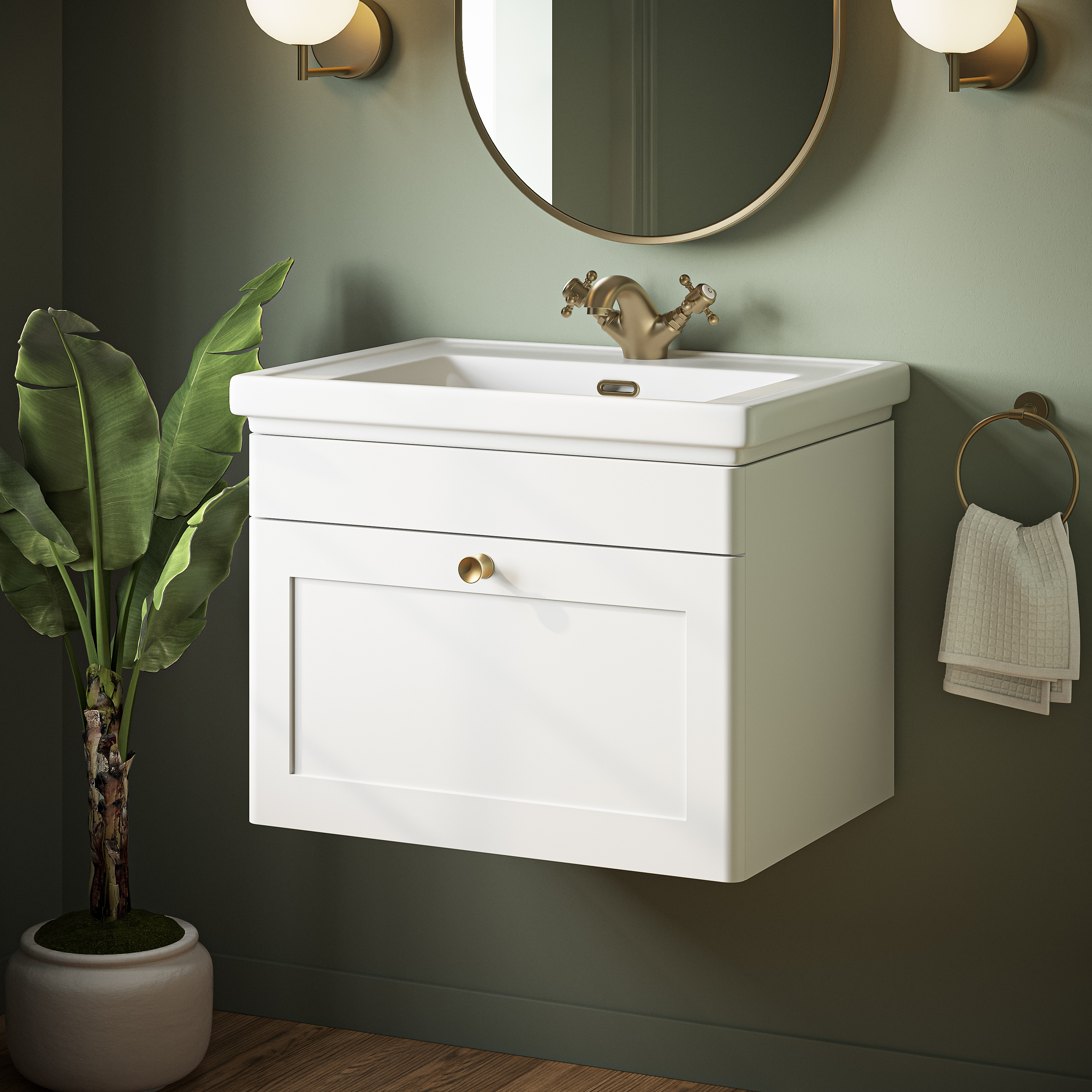 Butler & Rose Ophelia 600mm Wall Mounted 1 Drawer Vanity Unit & Basin