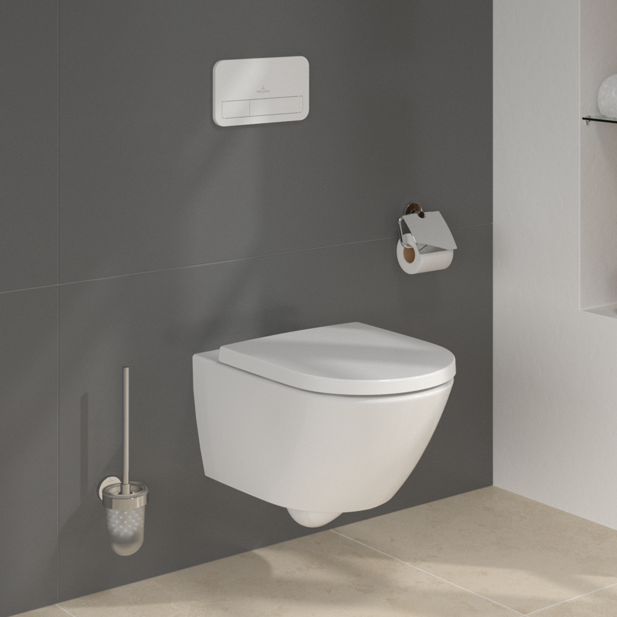 Villeroy & Boch ViConnect Pro 2.0 Frame with Subway 3.0 TwistFlush Rimless Wall Mounted Toilet, Flush Plate & Soft Close Toilet Seat