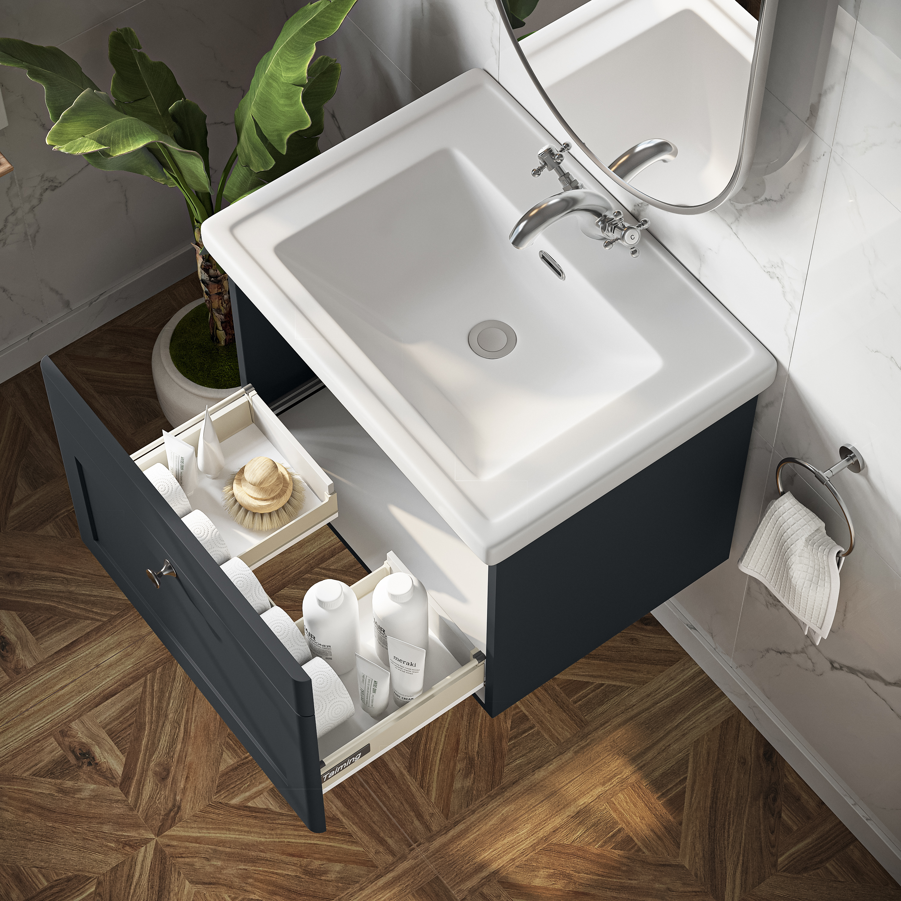 Butler & Rose Ophelia 600mm Wall Mounted 1 Drawer Vanity Unit & Basin