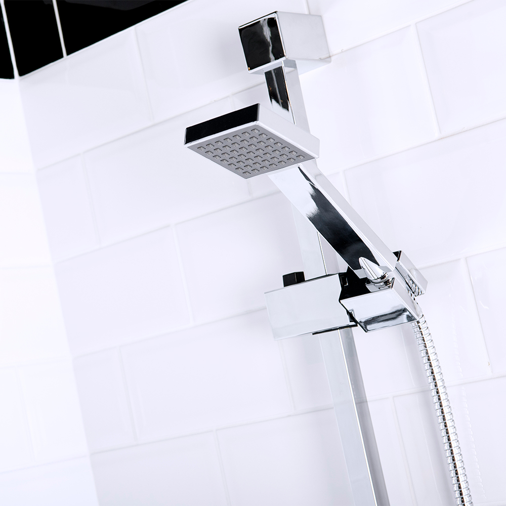 Vellamo Square Shower Slide Rail Kit - Polished Chrome