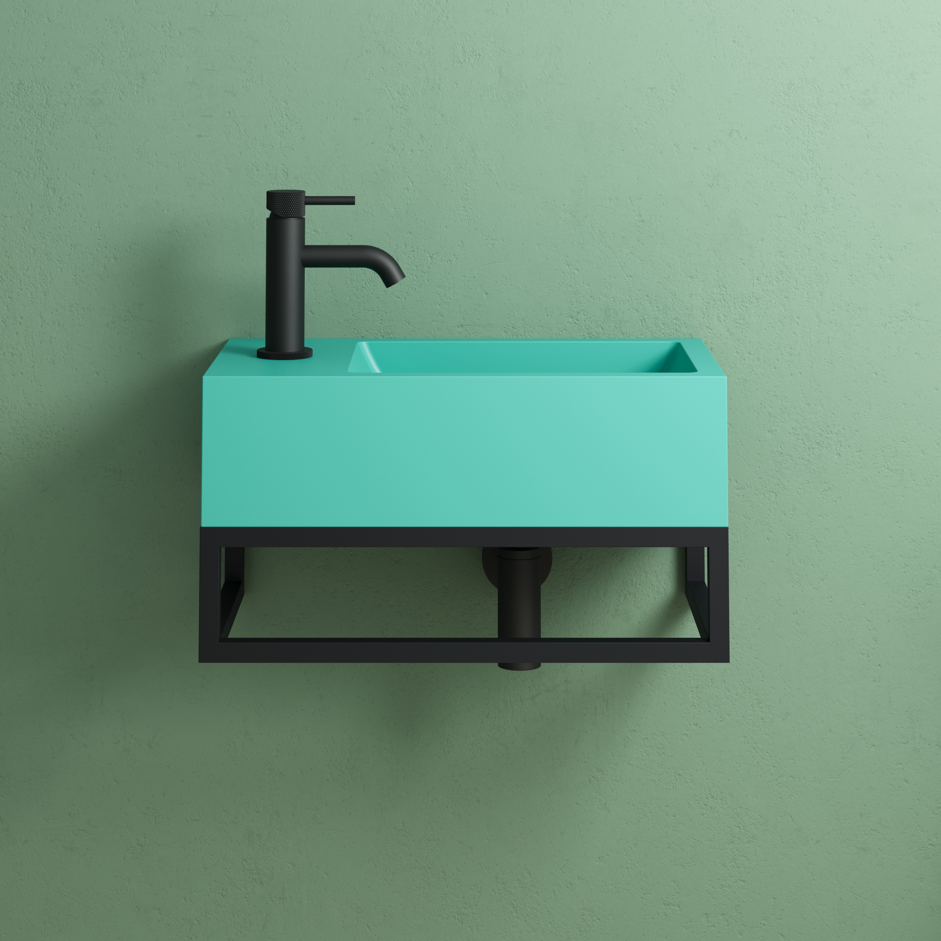 Harbour Matt Black Basin Frame for Harbour Concrete 400mm Wall Hung Basin