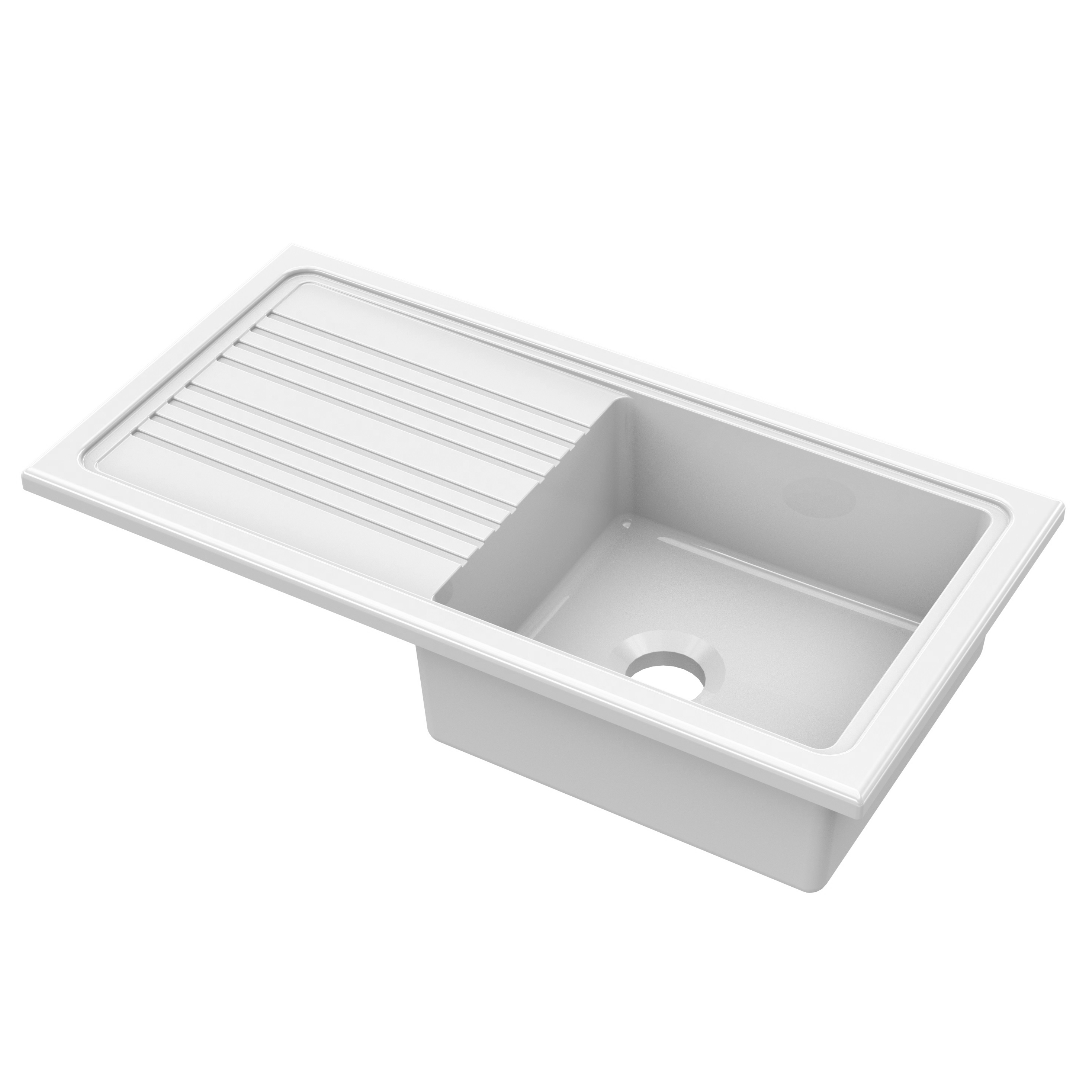 Reginox 1 Bowl Ceramic Kitchen Sink & Waste Kit with Reversible Drainer 