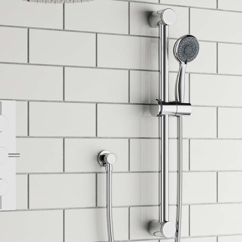 Vellamo Round Shower Riser Rail Kit - Chrome