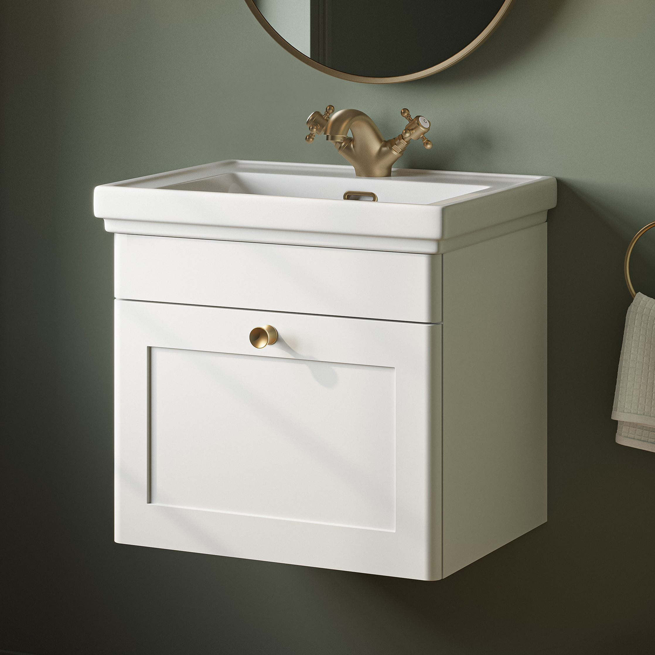 Butler & Rose Ophelia Traditional Toilet & 500mm Wall Hung Vanity Unit Bathroom Suite