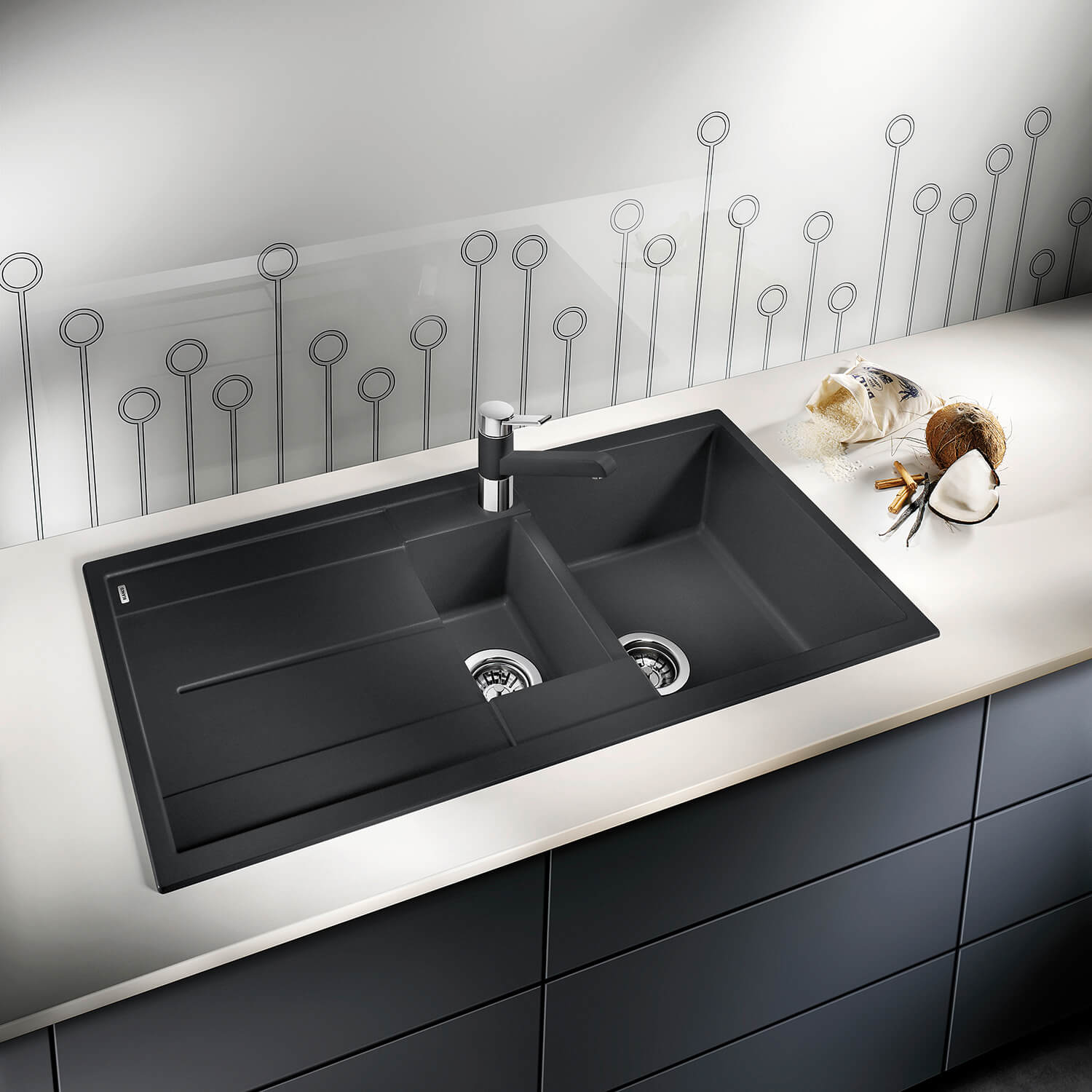 Blanco Metra 6 S 1.5 Bowl Inset Silgranit Composite Kitchen Sink & Waste with Reversible Drainer - 1000 x 500mm