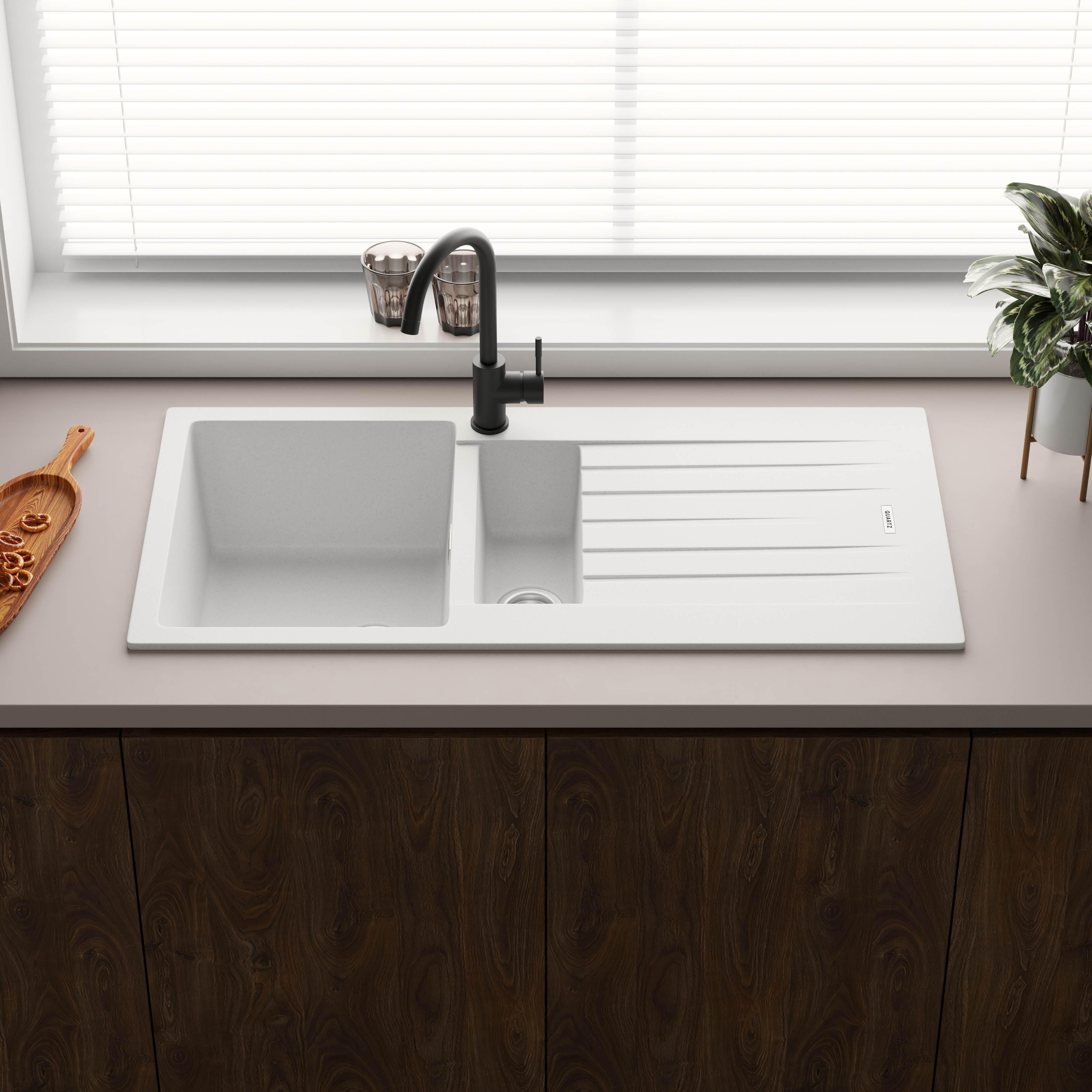 Vellamo Horizon 1.5 Bowl Granite Composite Kitchen Sink & Waste - 1000 x 500mm