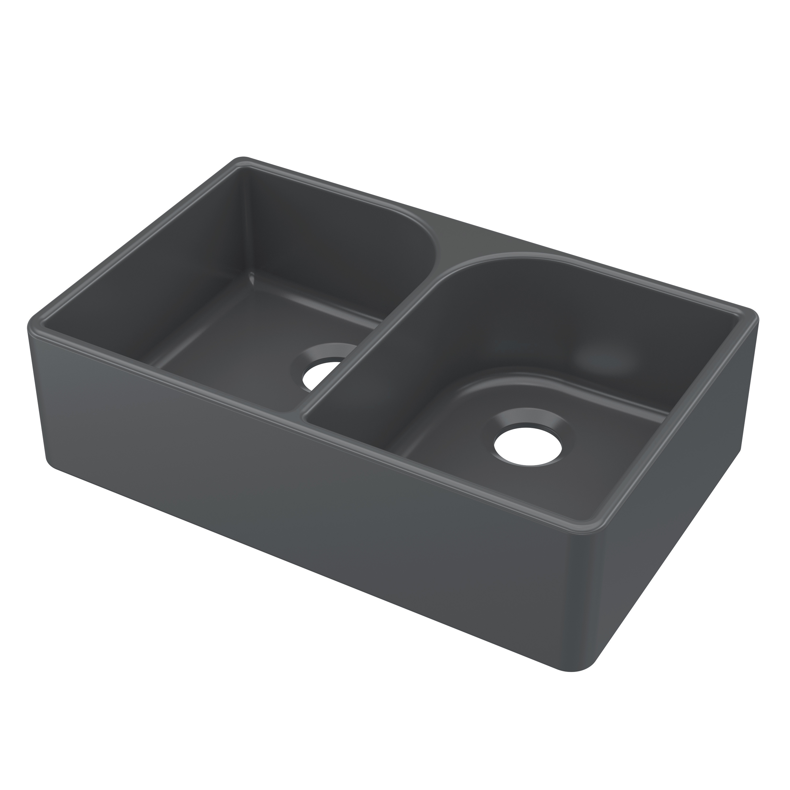 Butler & Rose Soft Black Ceramic Fireclay Double Belfast / Butler Kitchen Sink - 795 x 500mm