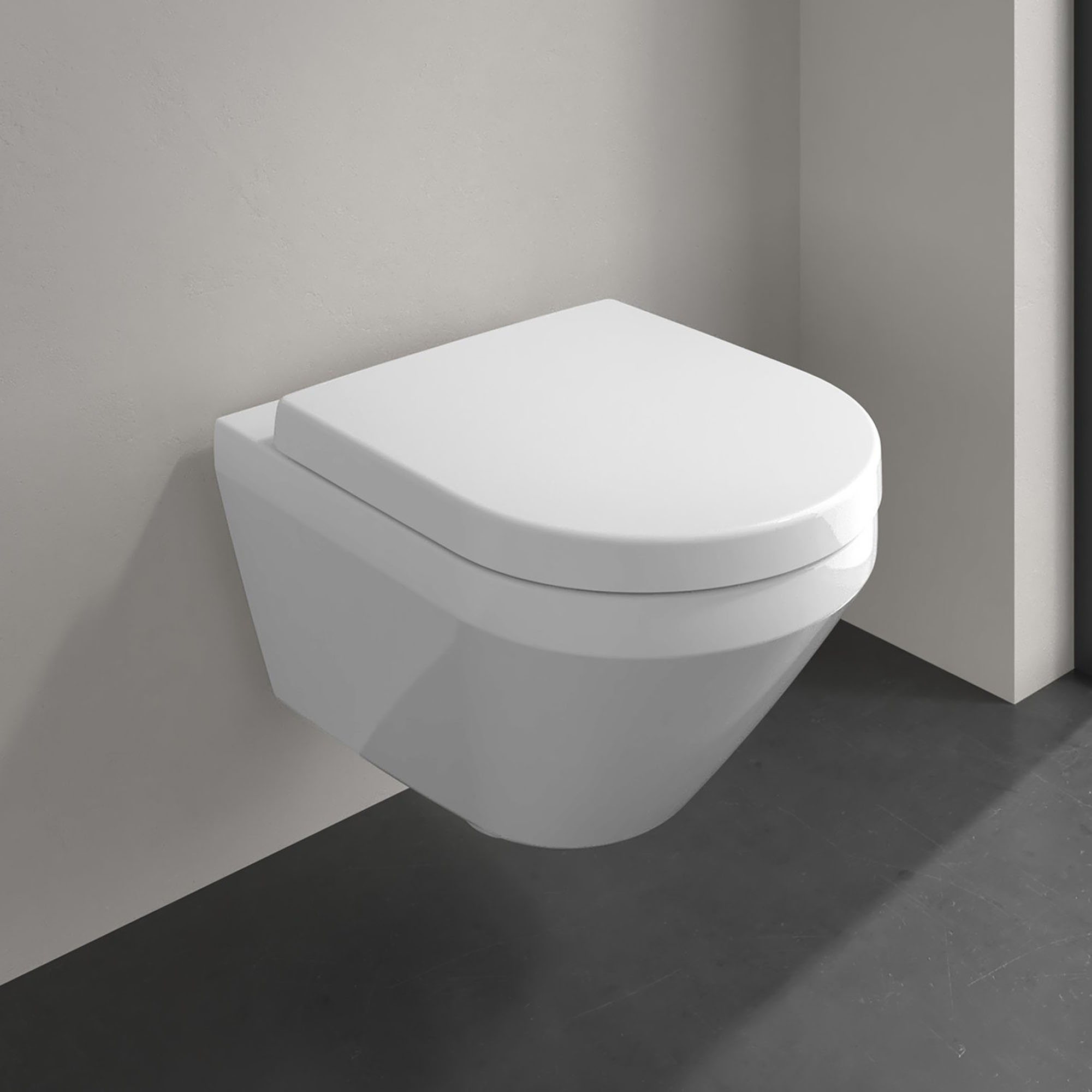 Villeroy & Boch Architectura TwistFlush Rimless Wall Mounted Toilet with Soft Close Toilet Seat 