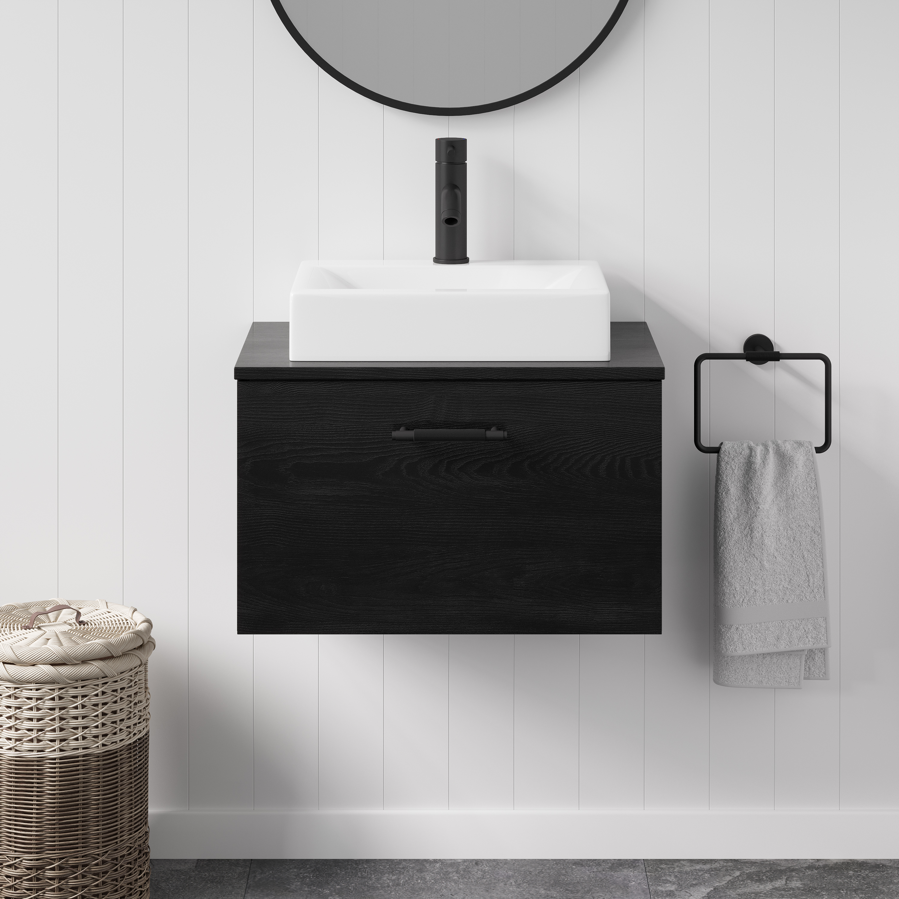 Erin 600mm Wall Mounted 1 Drawer Vanity Unit & Countertop