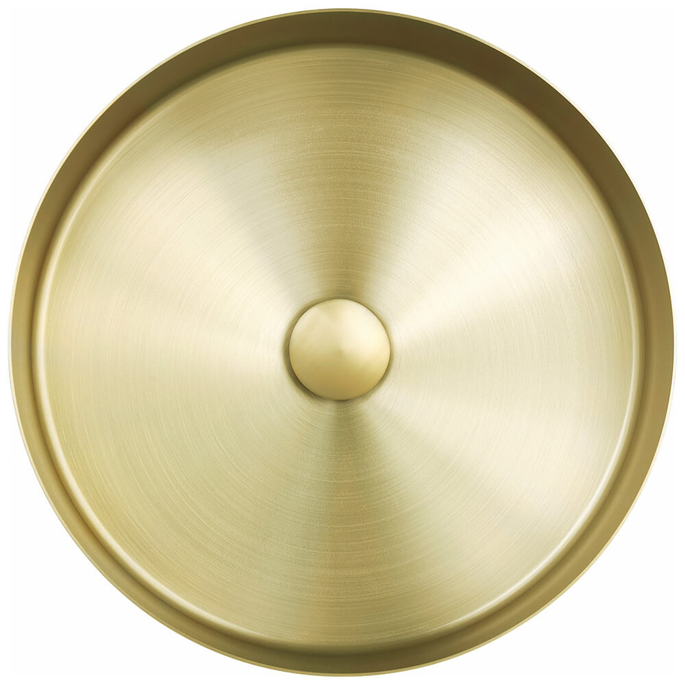 VOS Round Stainless Steel Countertop Basin - Brushed Brass Finish