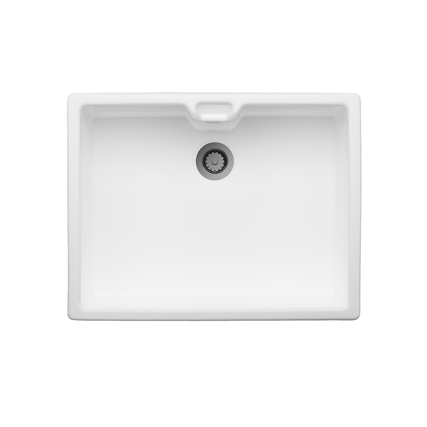 Thomas Denby Norfolk Belfast 1 Bowl Gloss White Ceramic Kitchen Sink - 595 x 460mm