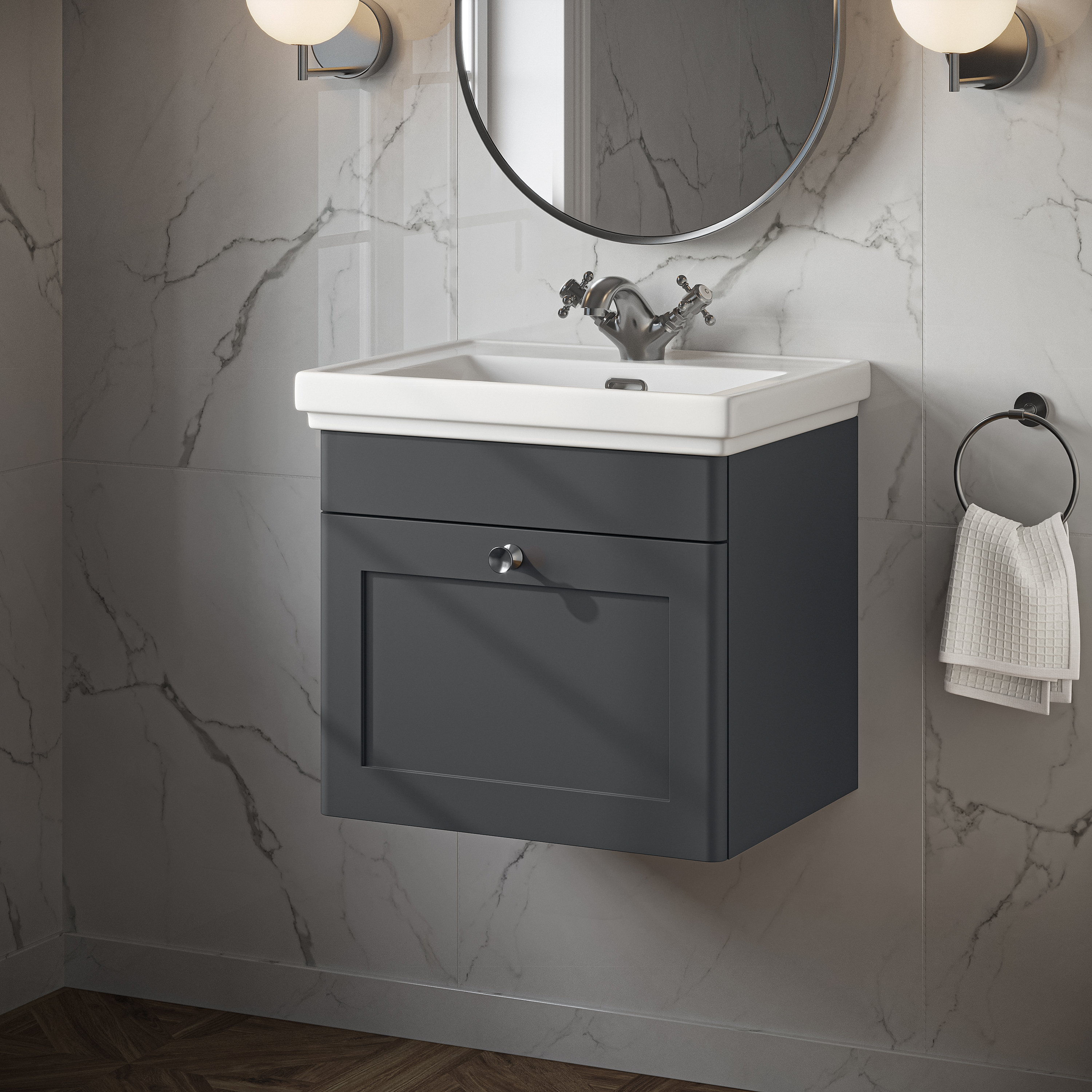 Butler & Rose Ophelia 500mm Wall Mounted 1 Drawer Vanity Unit & Basin