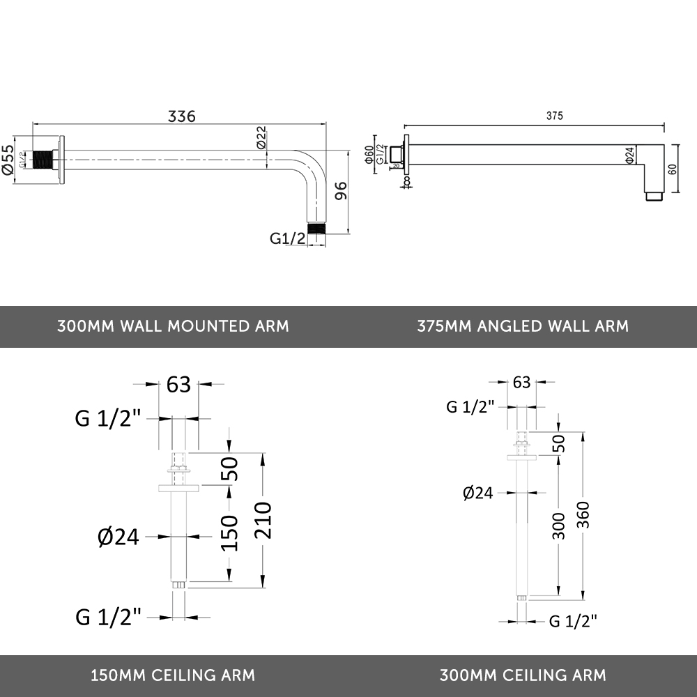 Holly Concealed Shower Valve, Fixed Shower Head & Handset