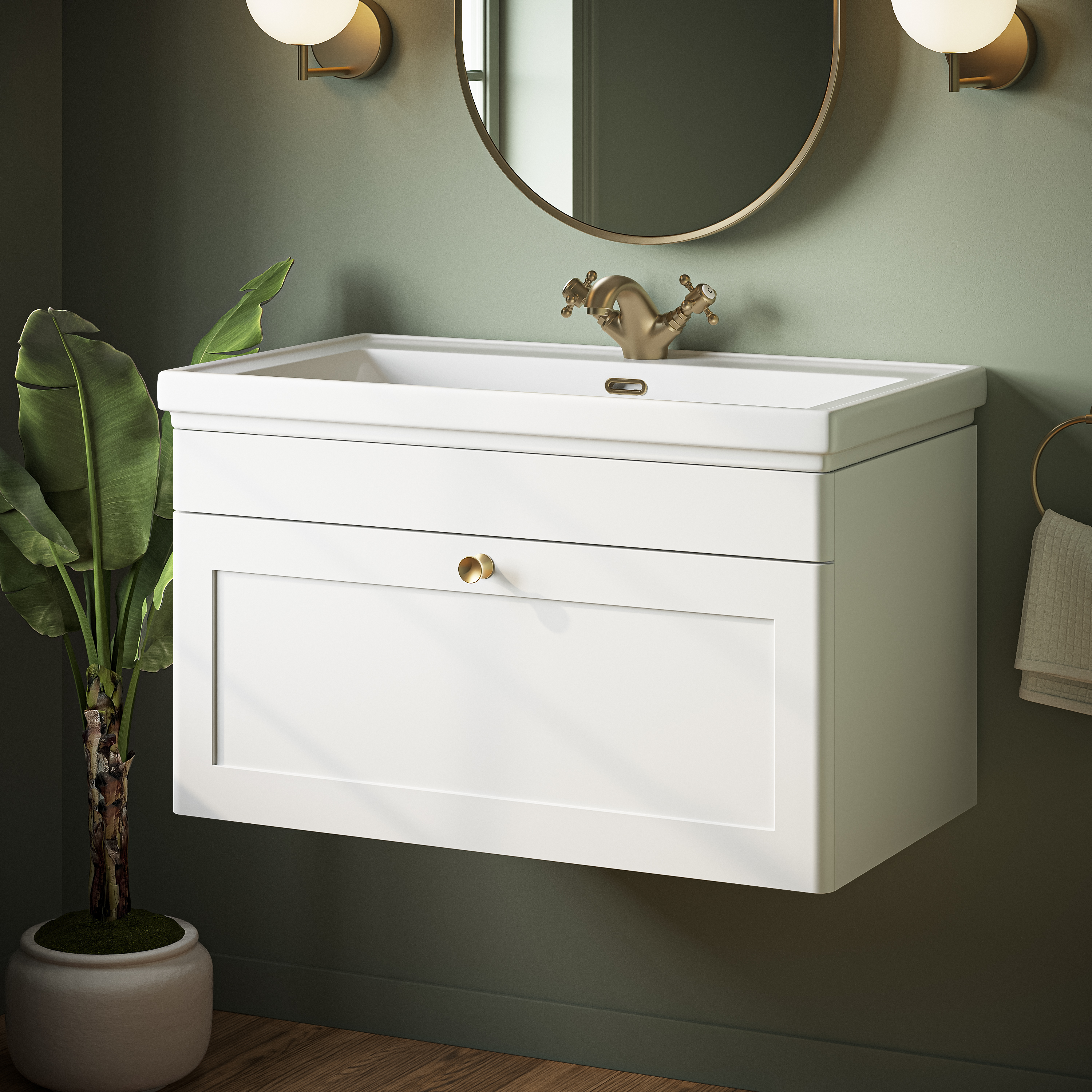 Butler & Rose Ophelia 800mm Wall Mounted 1 Drawer Vanity Unit & Basin