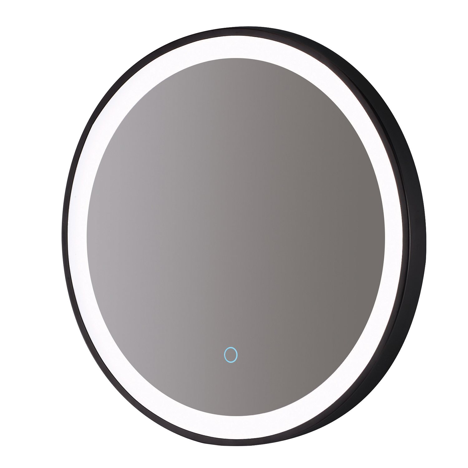 Harbour Status LED Illuminated Black Frame Round Mirror with Demister Pad & Colour Change LEDs - 2 Sizes