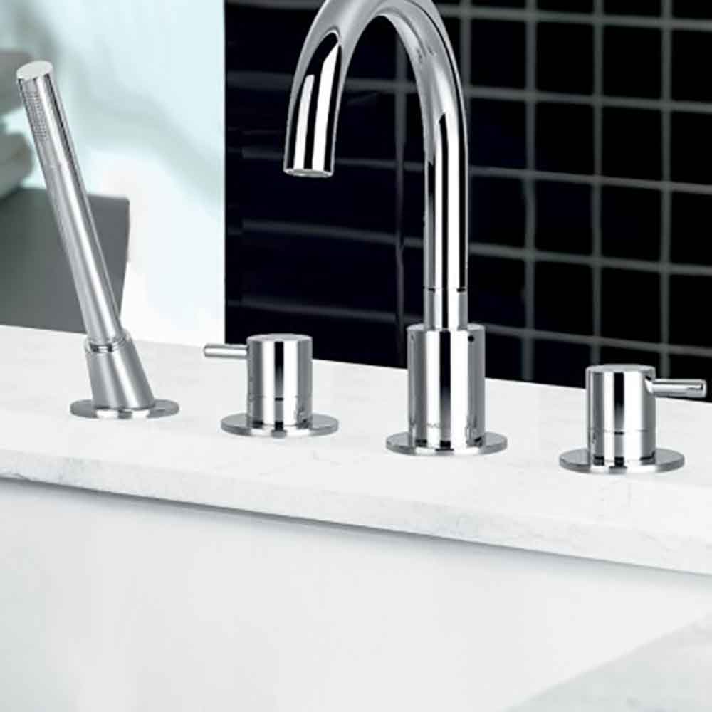 Flova Levo 4 Hole Deck Mounted Bath Shower Mixer with Pull Out Handset