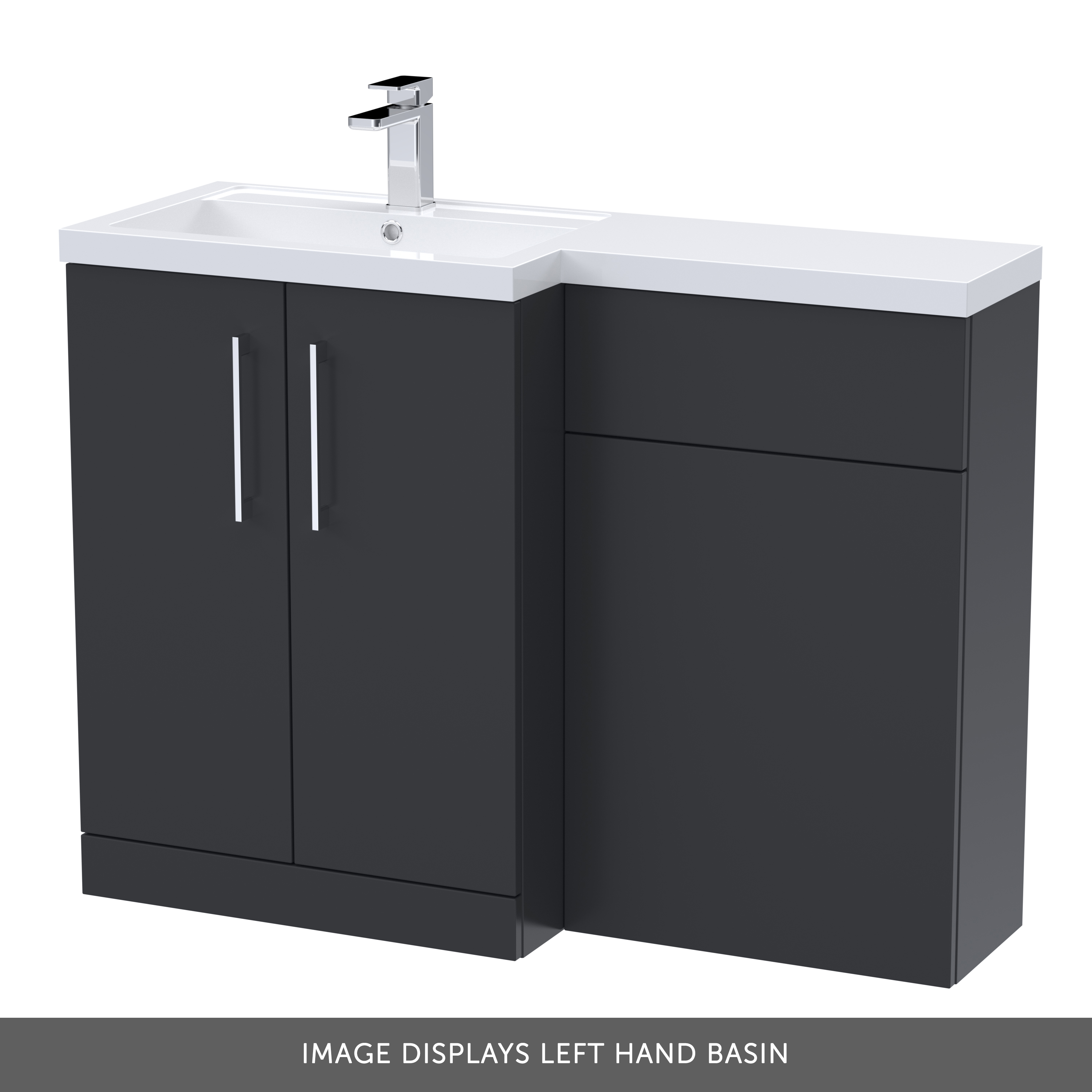 Erin 1100mm Soft Black Combination Bathroom 2 Door Sink & Toilet Unit