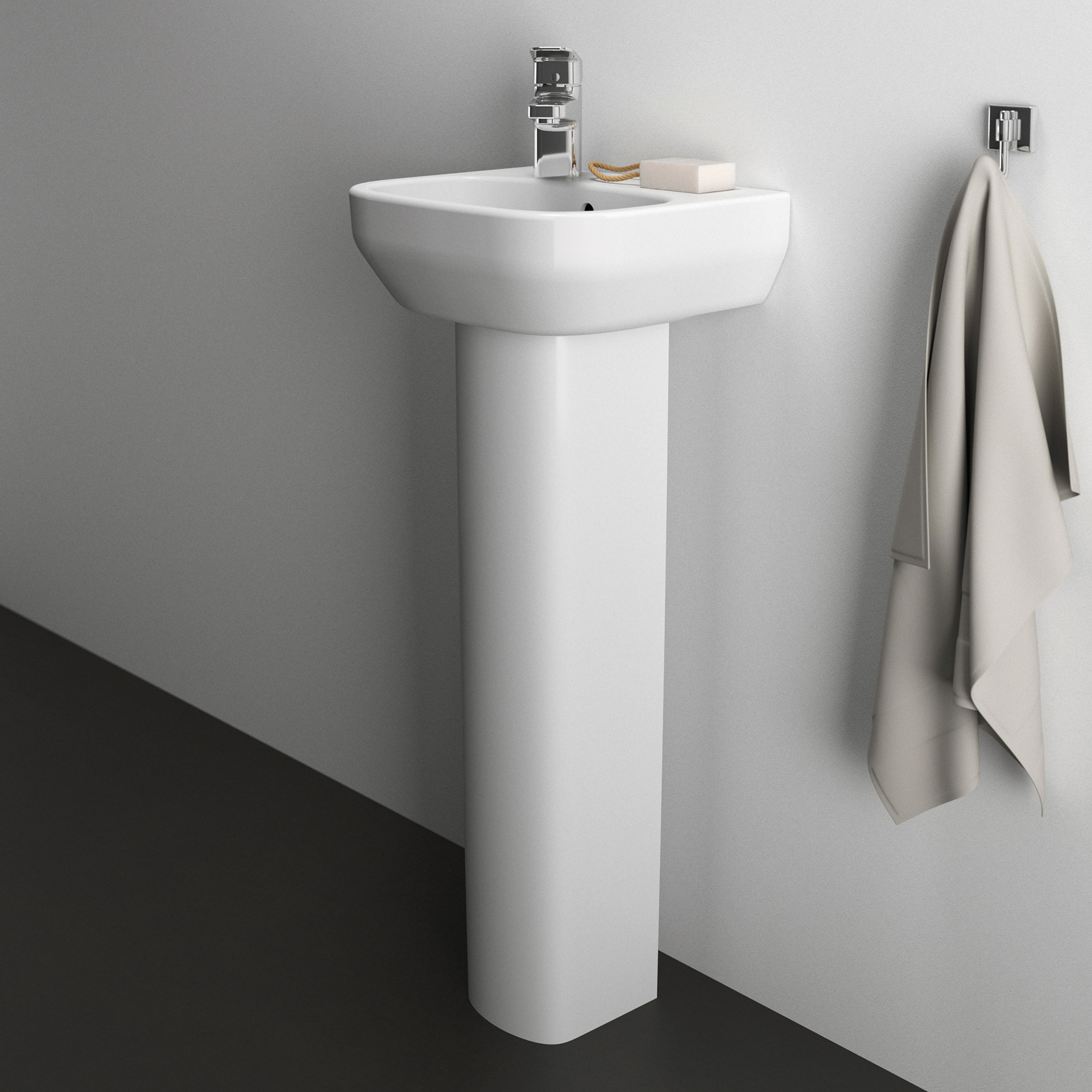 Ideal Standard i.life A 350mm Cloakroom Basin & Pedestal - Left or Right Hand Tap Hole