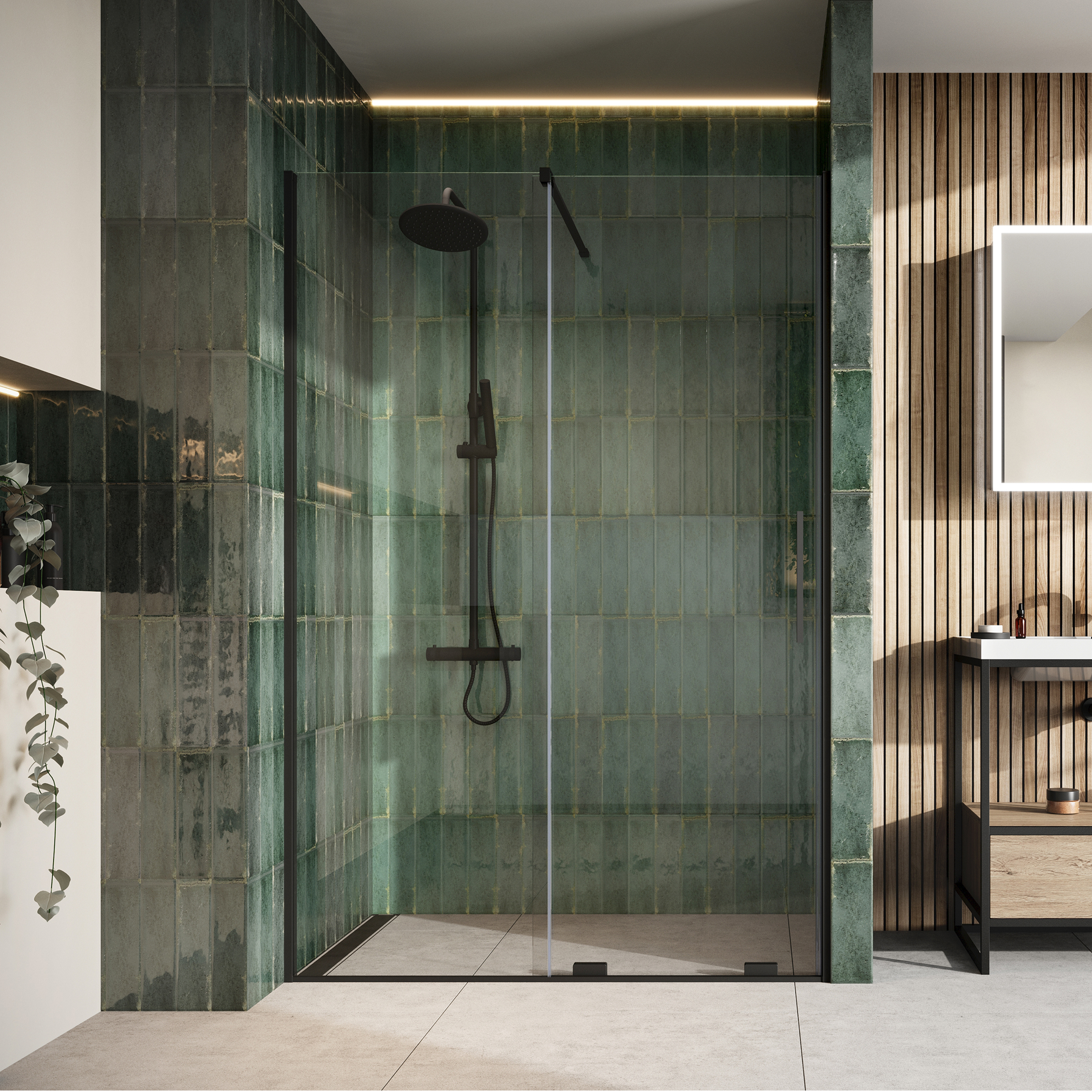 Harbour Momentum 8mm Easy Clean 2m Tall Sliding or Wetroom Shower Door & Optional Side Panel - Matt Black