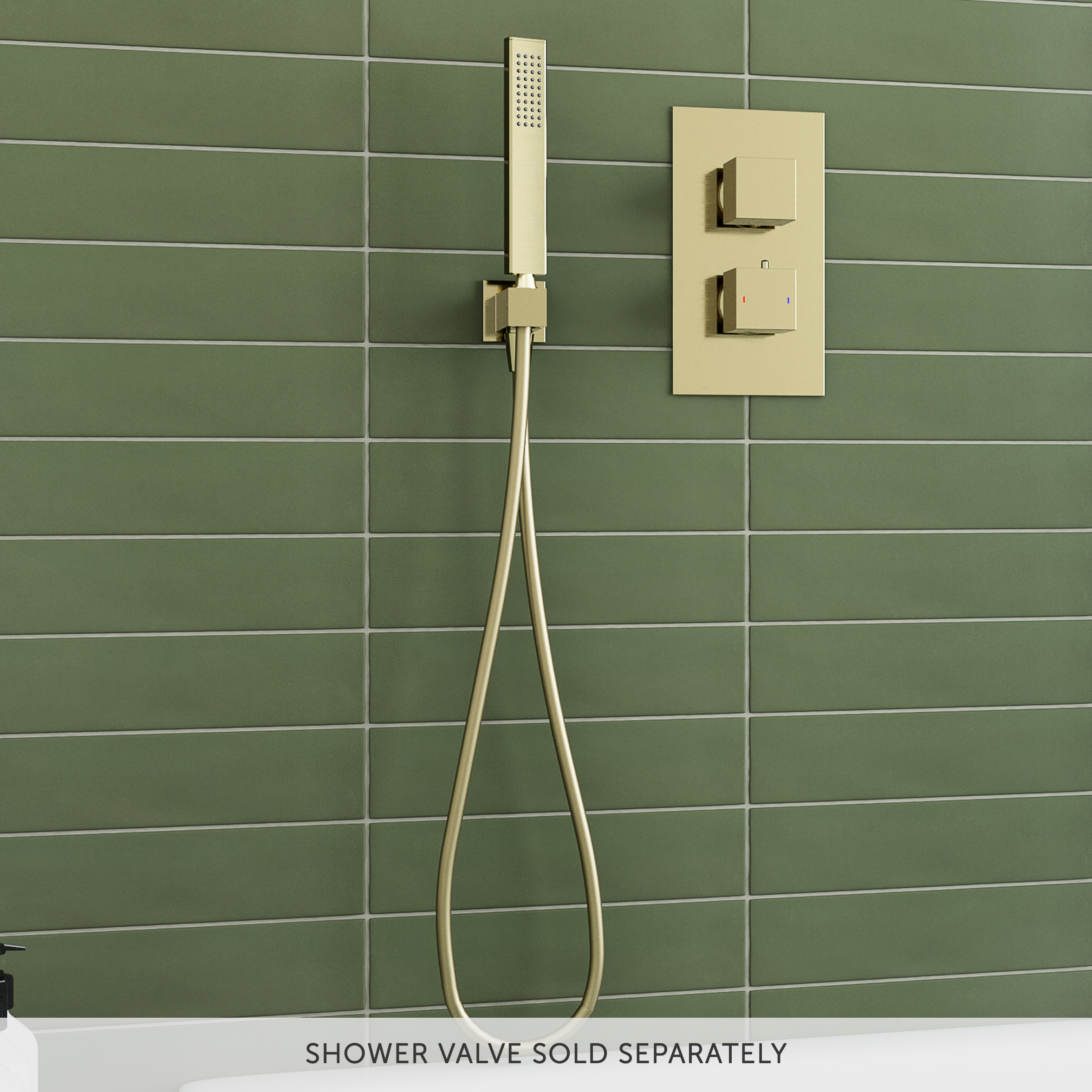 Harbour Status Square Shower Handset with Wall Outlet & Hose - Brushed Brass