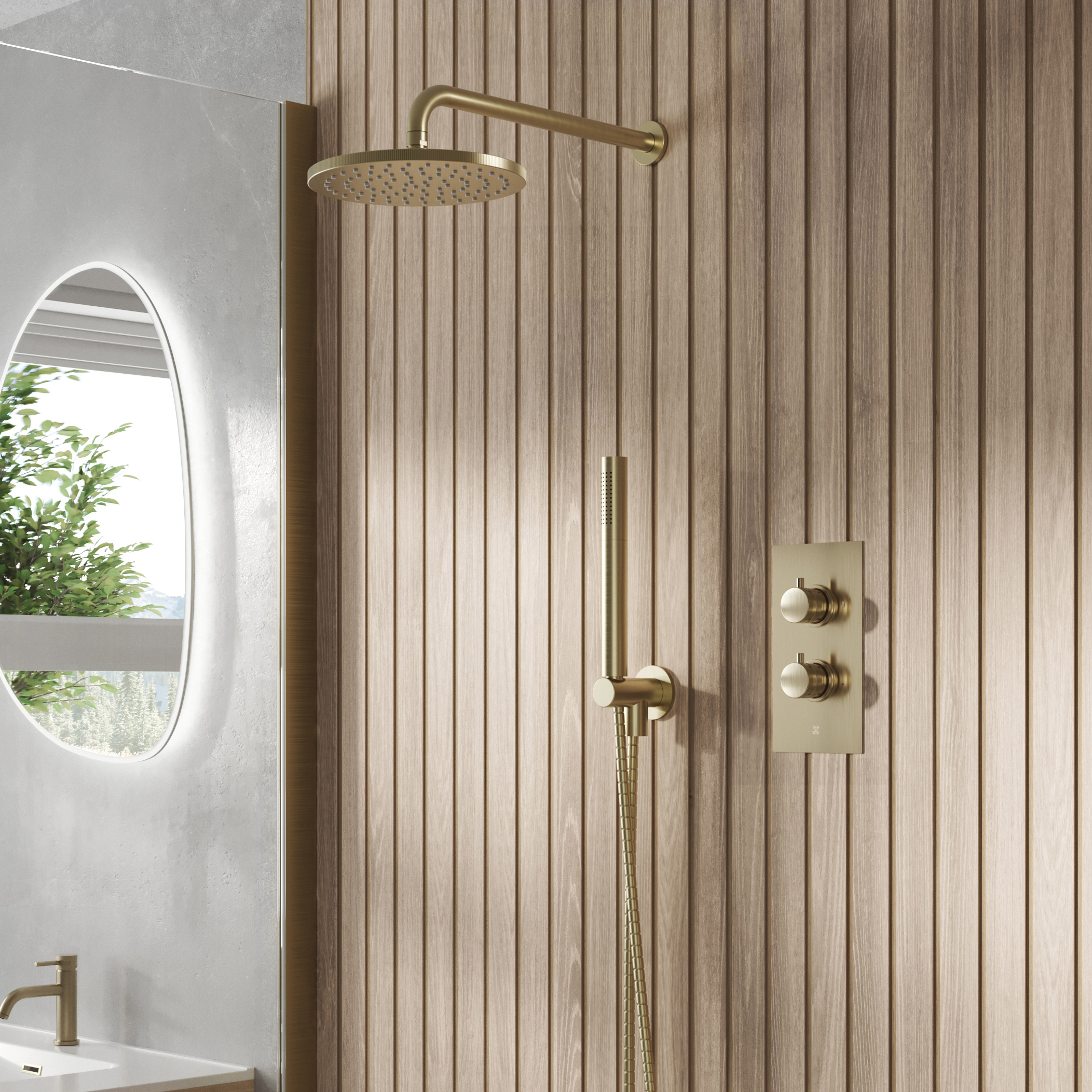 Core Concealed Thermostatic Valve, Fixed Head & Shower Handset Kit