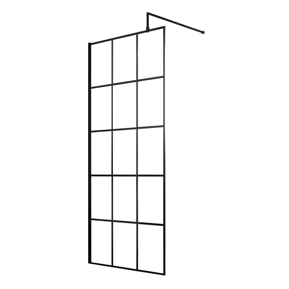 Vellamo City 8mm Framed Matt Black Easy Clean Walk In Panel & Optional Return Screen
