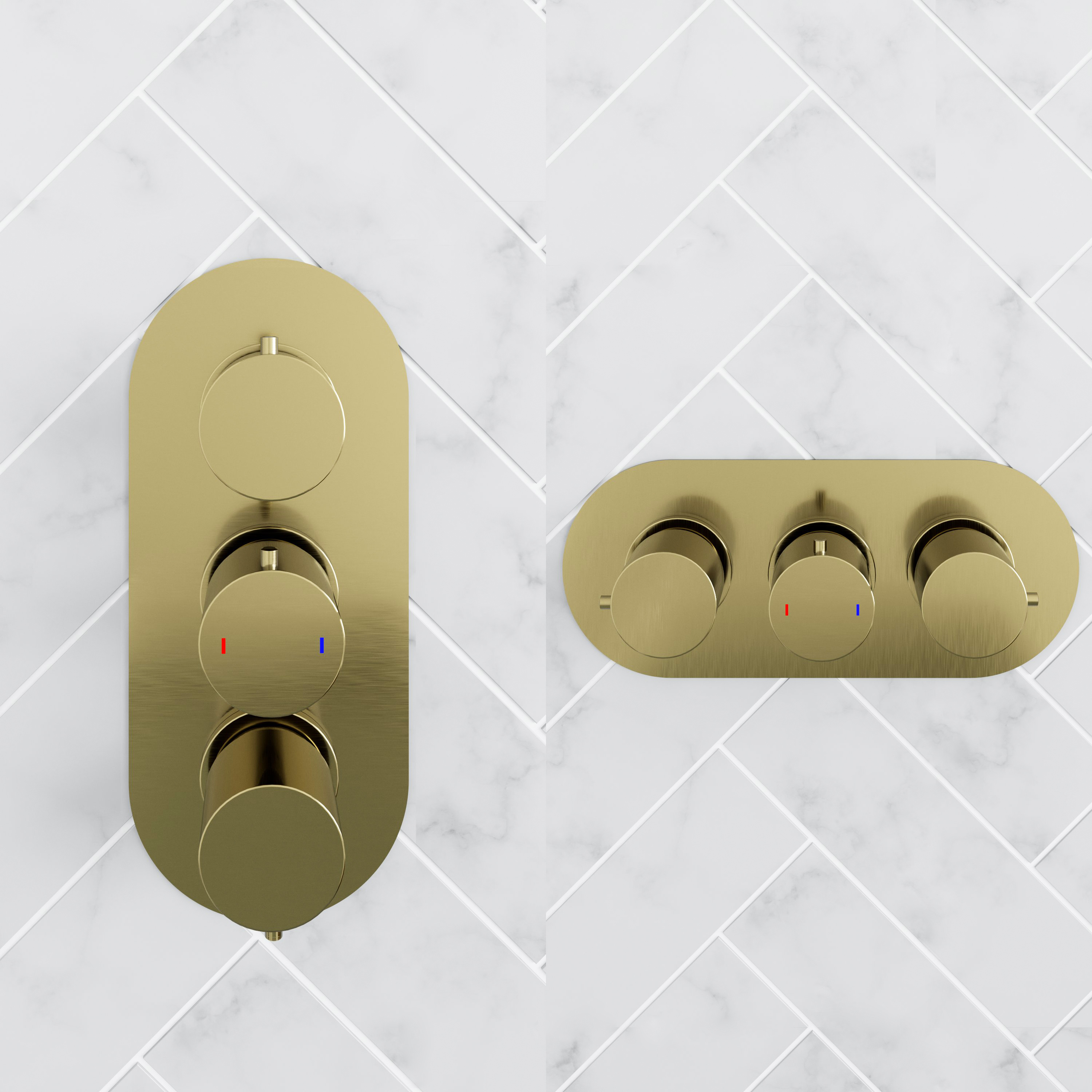 Harbour Clarity Brushed Brass 3 Outlet Thermostatic Concealed Shower Valve