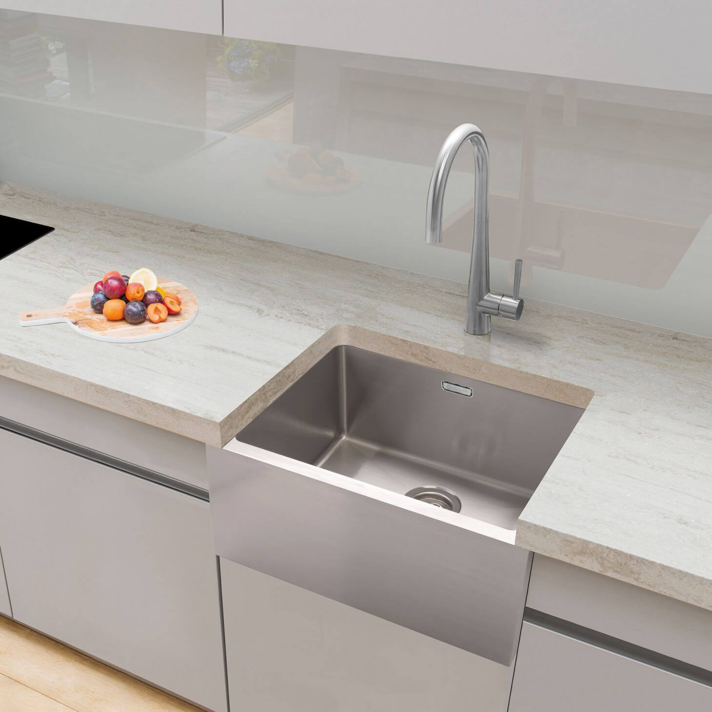 Caple Single Bowl Brushed Stainless Steel Belfast Kitchen Sink & Waste Kit - 600 x 465mm