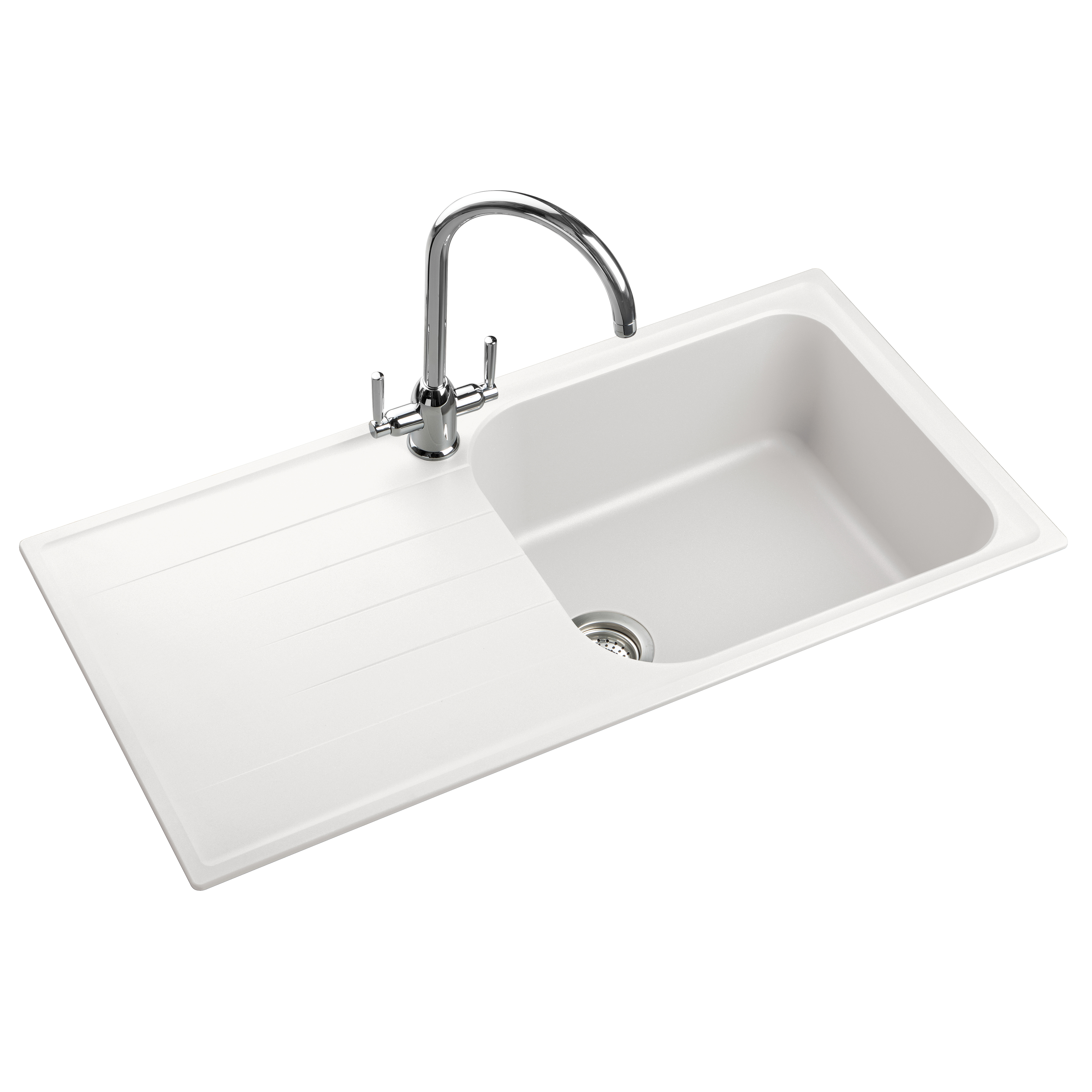 Rangemaster Amethyst Igneous Granite Large Single Bowl Kitchen Sink with Reversible Drainer & Waste Kit - 1000 x 500mm