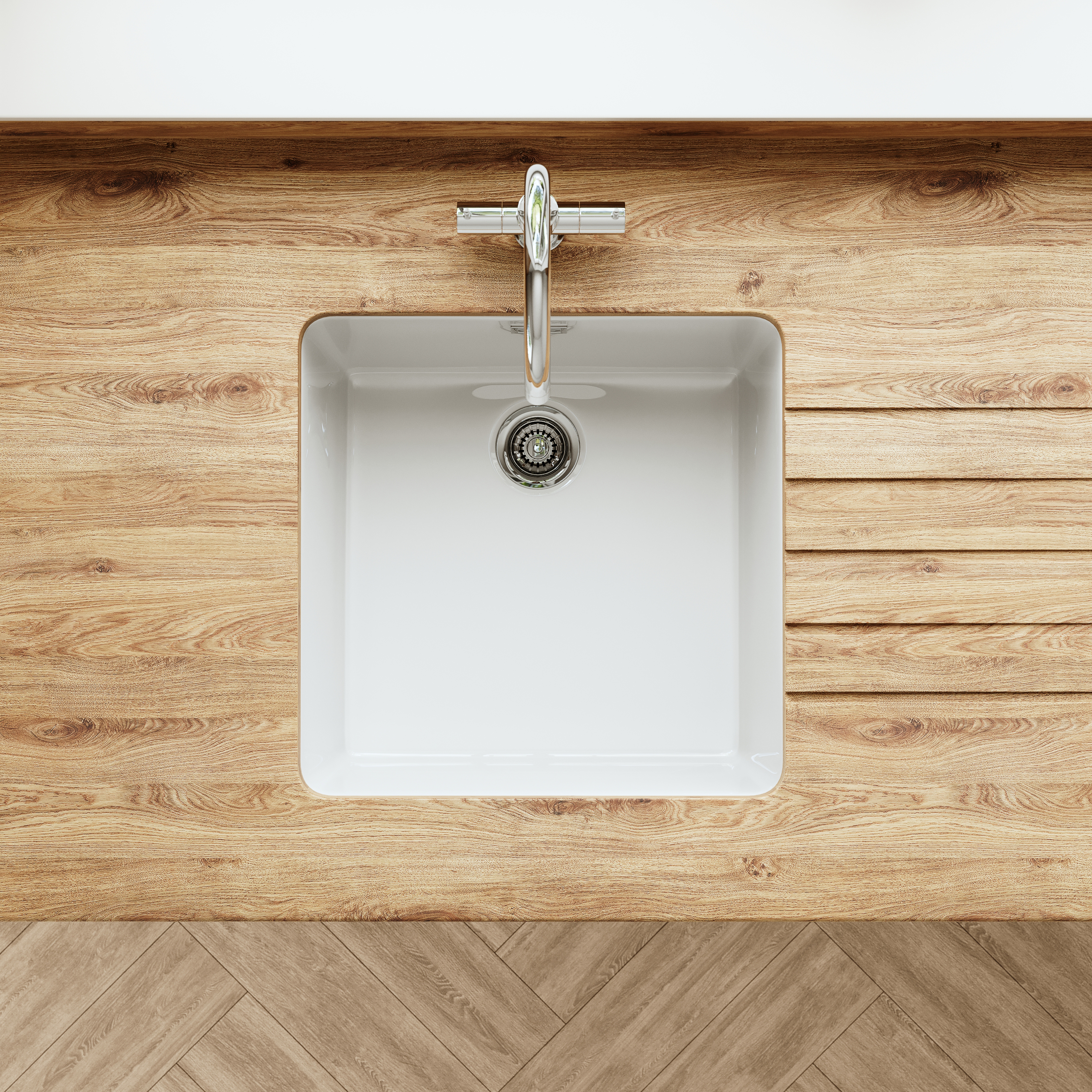 Butler & Rose Bryn 1 Bowl White Fine Fireclay Ceramic Inset/Undermount Kitchen Sink - 430mm x 460mm