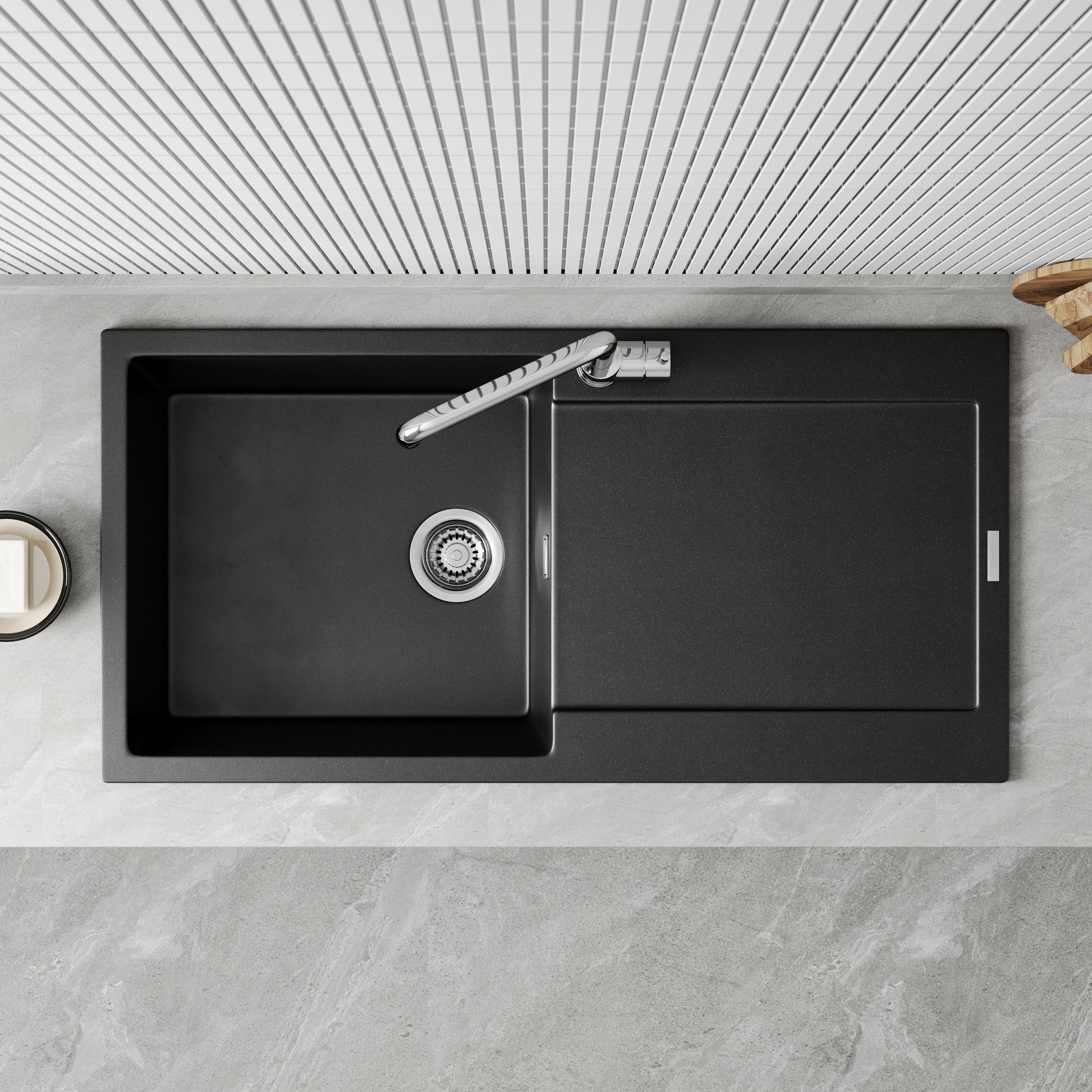 Vellamo Rocca Large 1 Bowl Granite Composite Inset Kitchen Sink & Waste - 1000 x 500mm