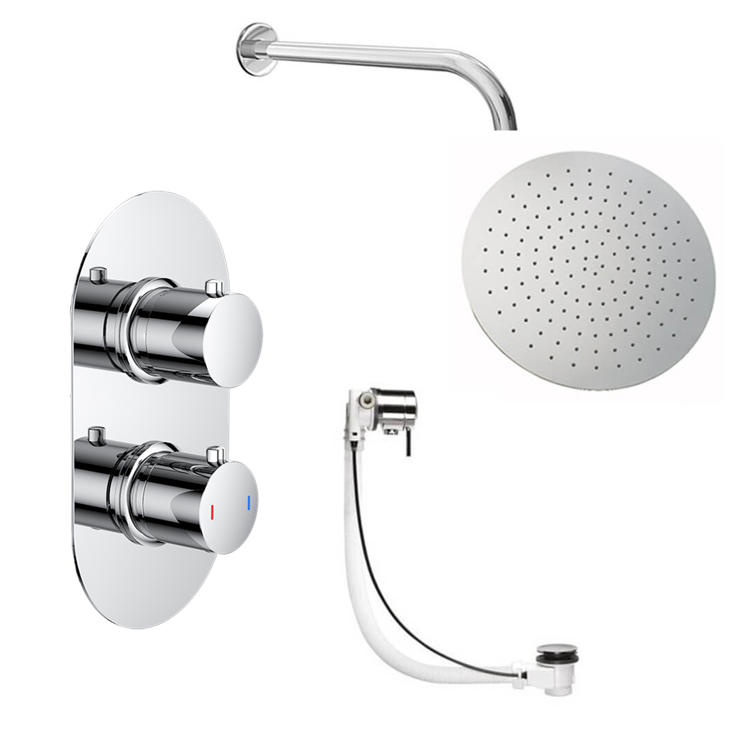 Imogen Concealed Shower Valve, Fixed Shower Head & Overflow Bath Filler
