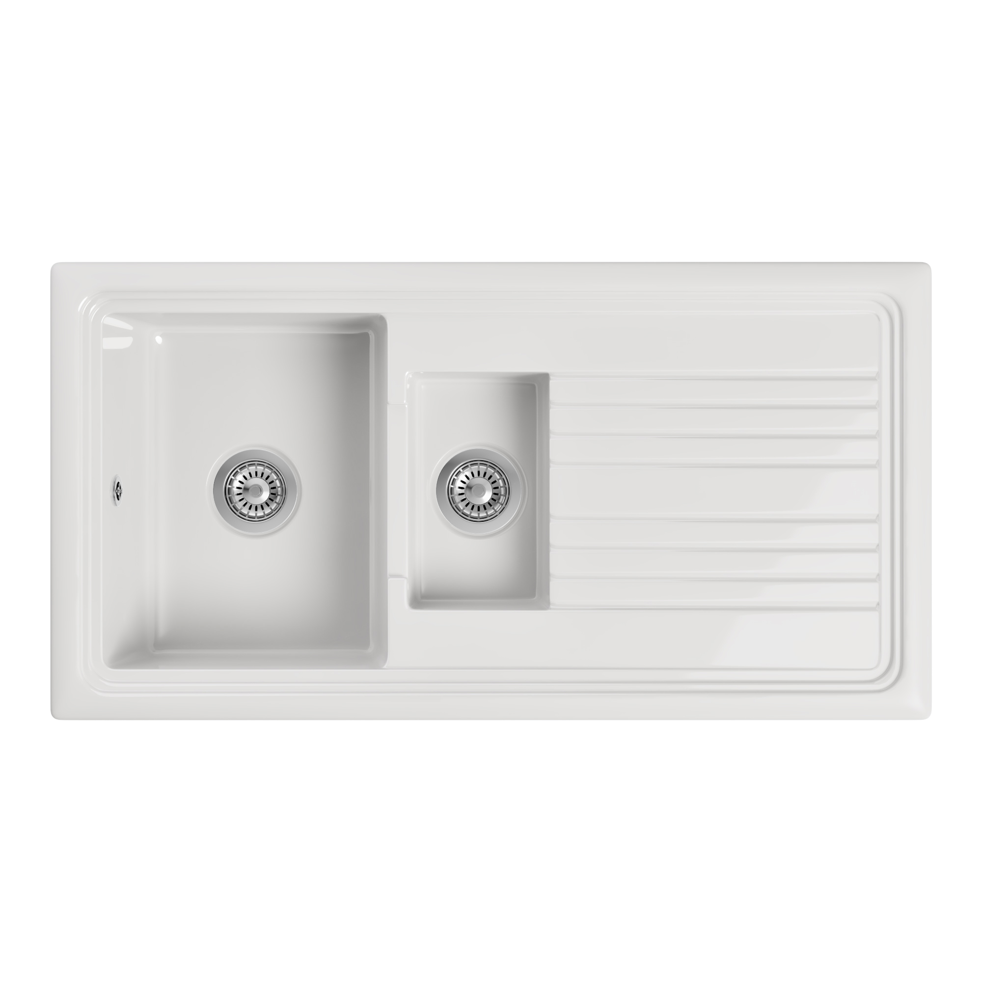 Butler & Rose 1.5 Bowl Ceramic Kitchen Sink and Vellamo Caspian Dual Lever Mono Kitchen Mixer