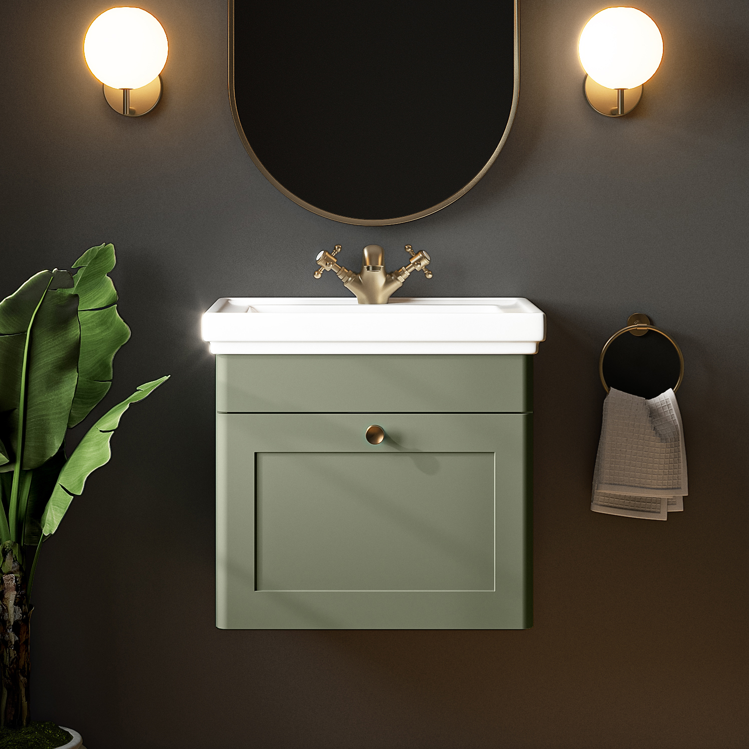 Butler & Rose Ophelia Traditional Toilet & 500mm Wall Hung Vanity Unit Bathroom Suite