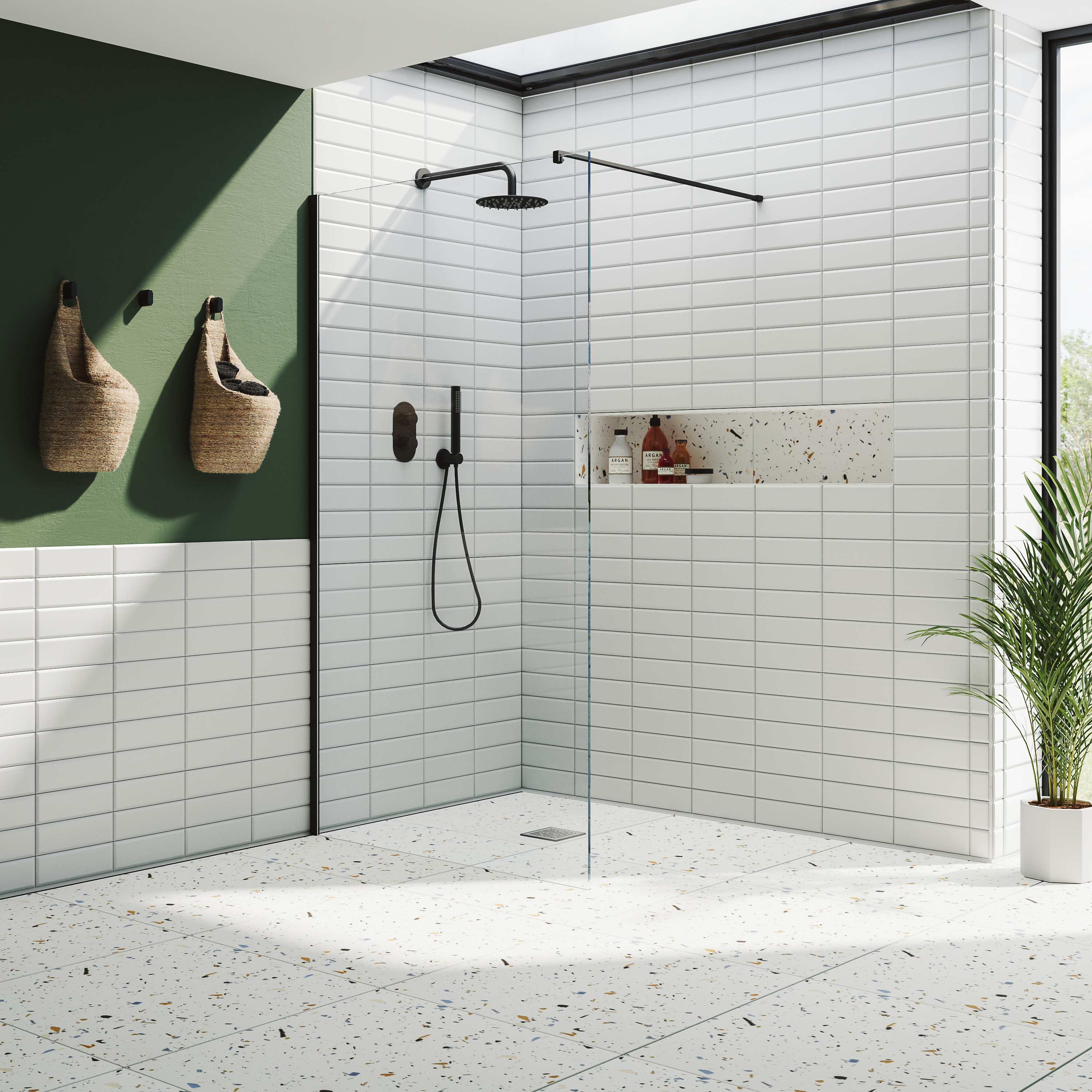 Harbour i10 10mm Easy Clean 2m Tall Wetroom Panel - Matt Black