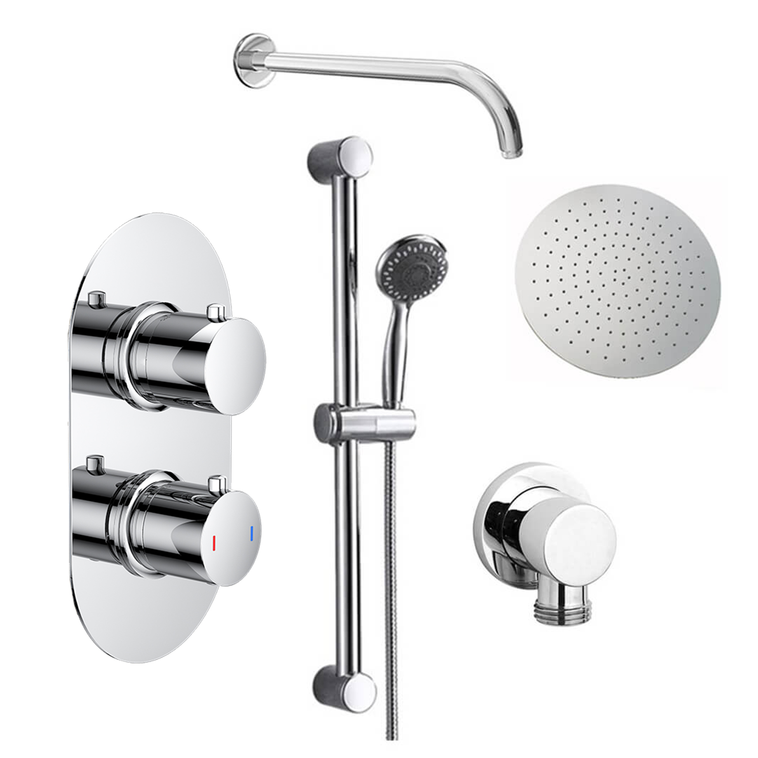 Orla Concealed Shower Valve, Fixed Head & Slide Rail Kit