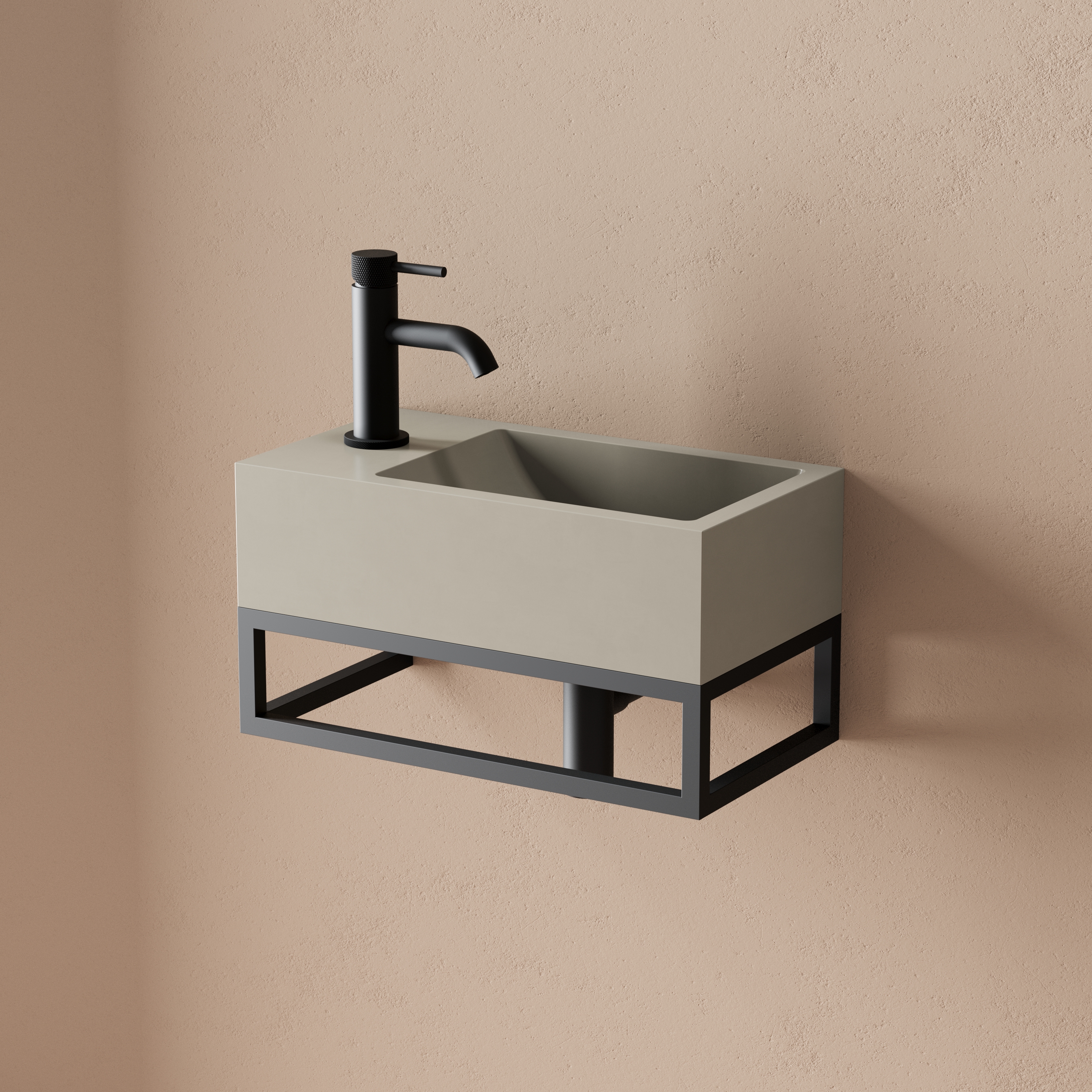 Harbour Matt Black Basin Frame for Harbour Concrete 400mm Wall Hung Basin