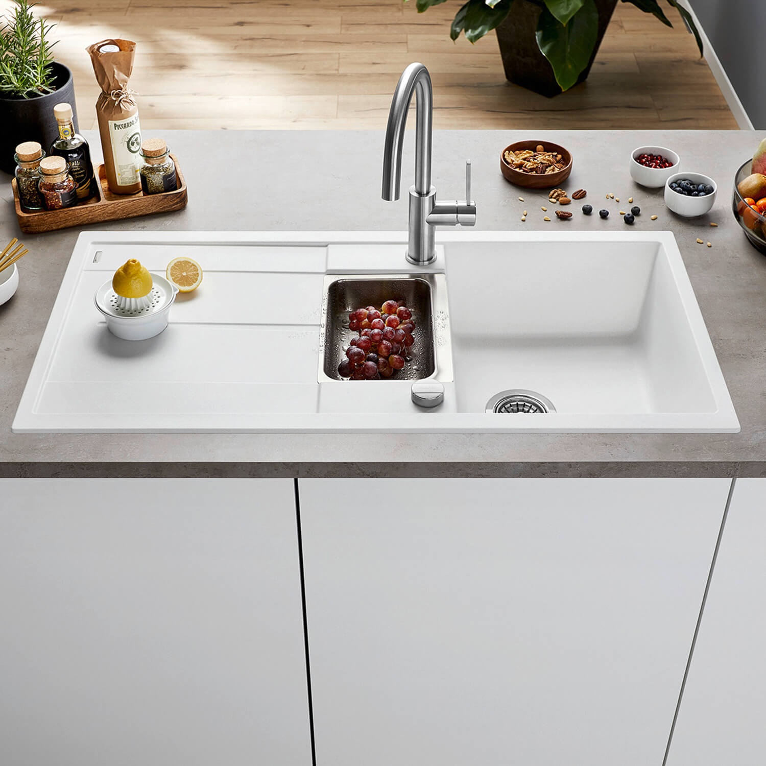 Blanco Metra 6 S 1.5 Bowl Inset Silgranit Composite Kitchen Sink & Waste with Reversible Drainer - 1000 x 500mm