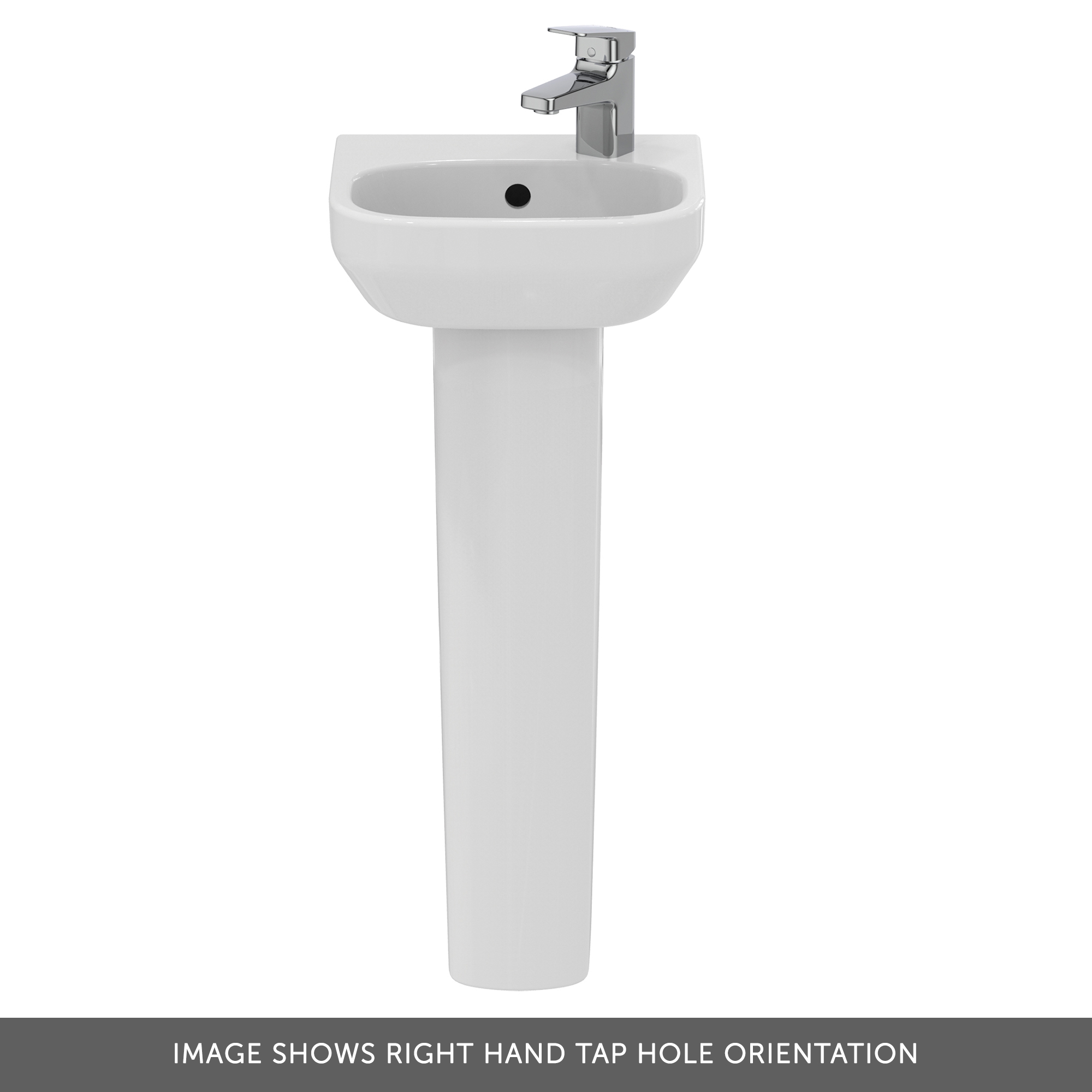 Ideal Standard i.life A 350mm Cloakroom Basin & Pedestal - Left or Right Hand Tap Hole