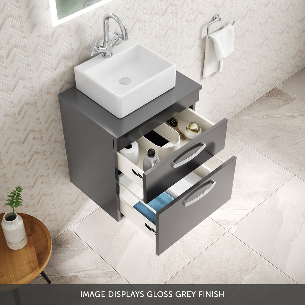 Emily 500mm Wall Mounted 2 Drawer Vanity Unit and Countertop
