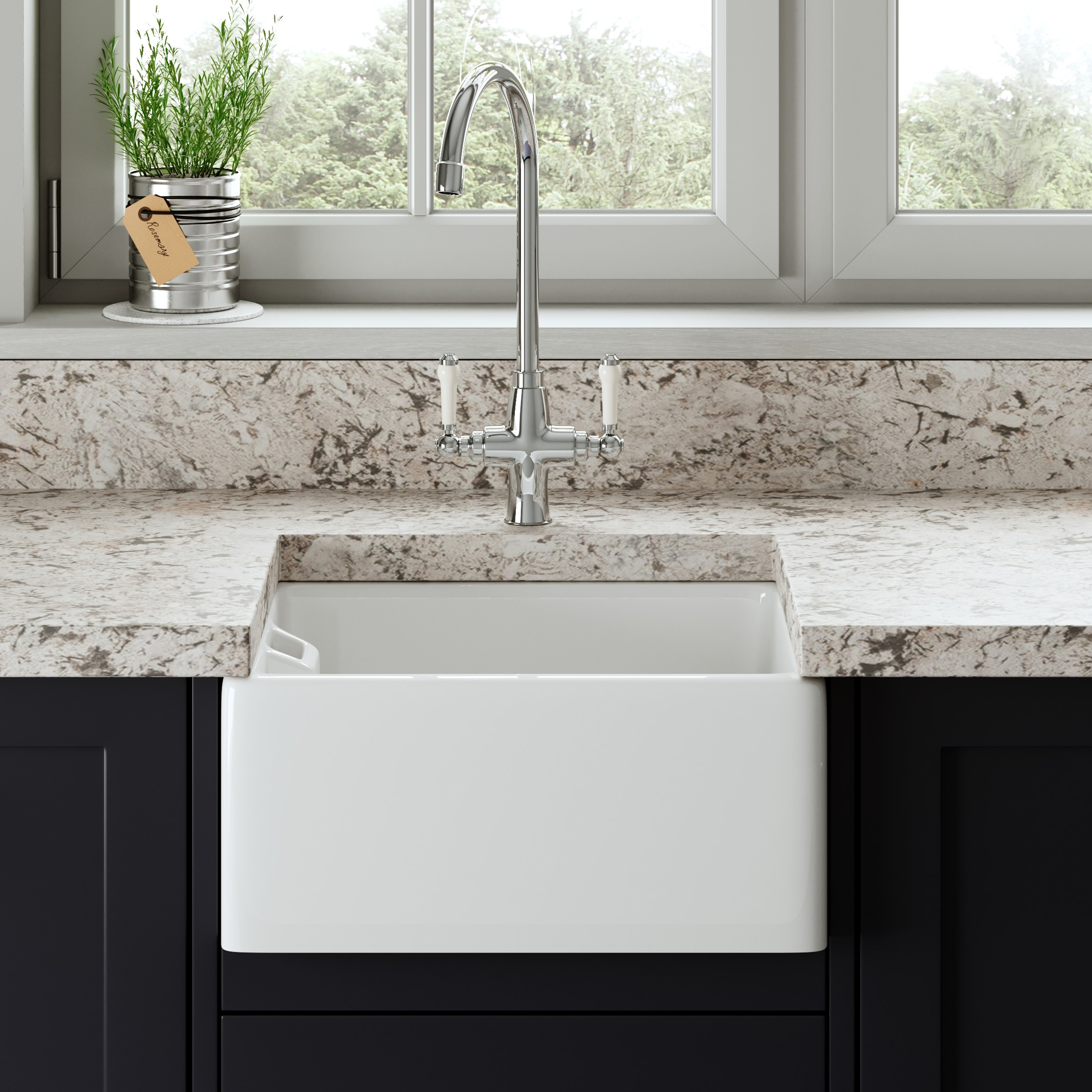 Butler & Rose Belfast / Butler Ceramic Fireclay Kitchen Sink - 460 x 380mm