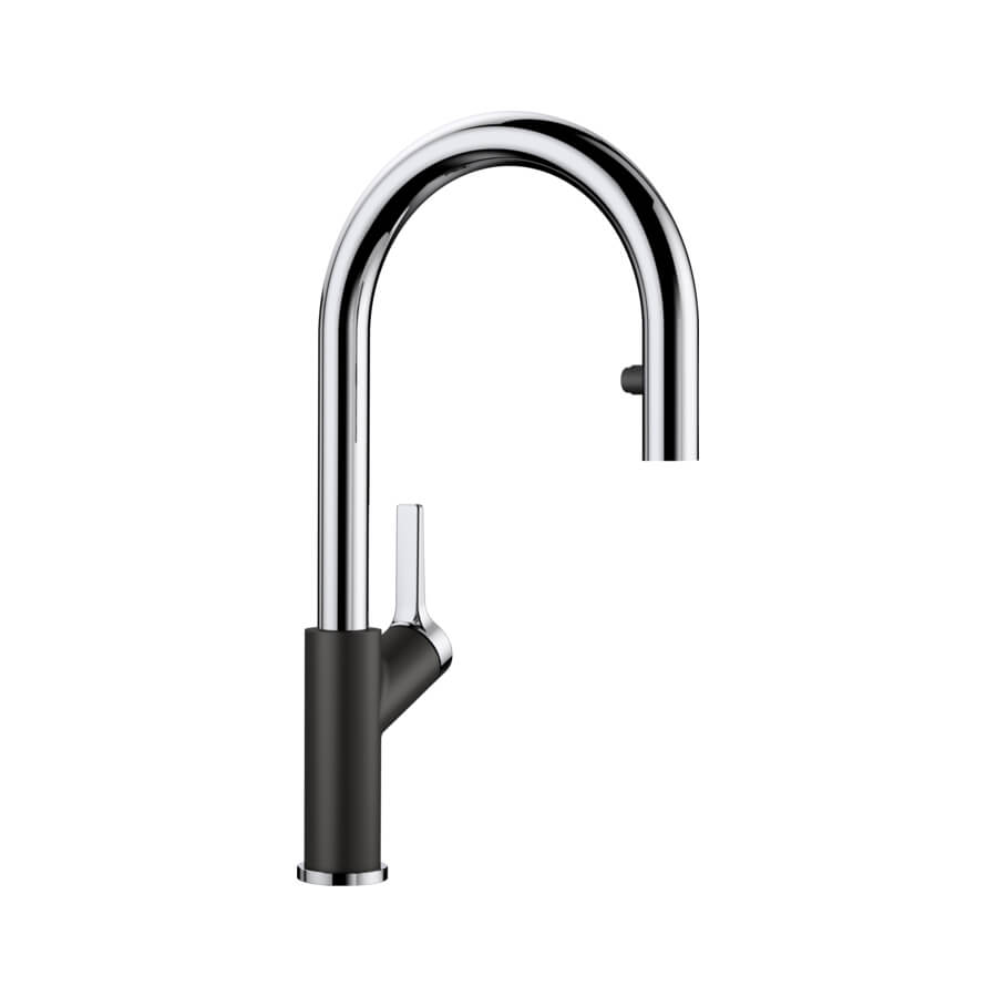 Blanco Carena-S Vario Single Lever Chrome Pull Out Kitchen Mixer Spray Tap with Silgranit Matching Finish